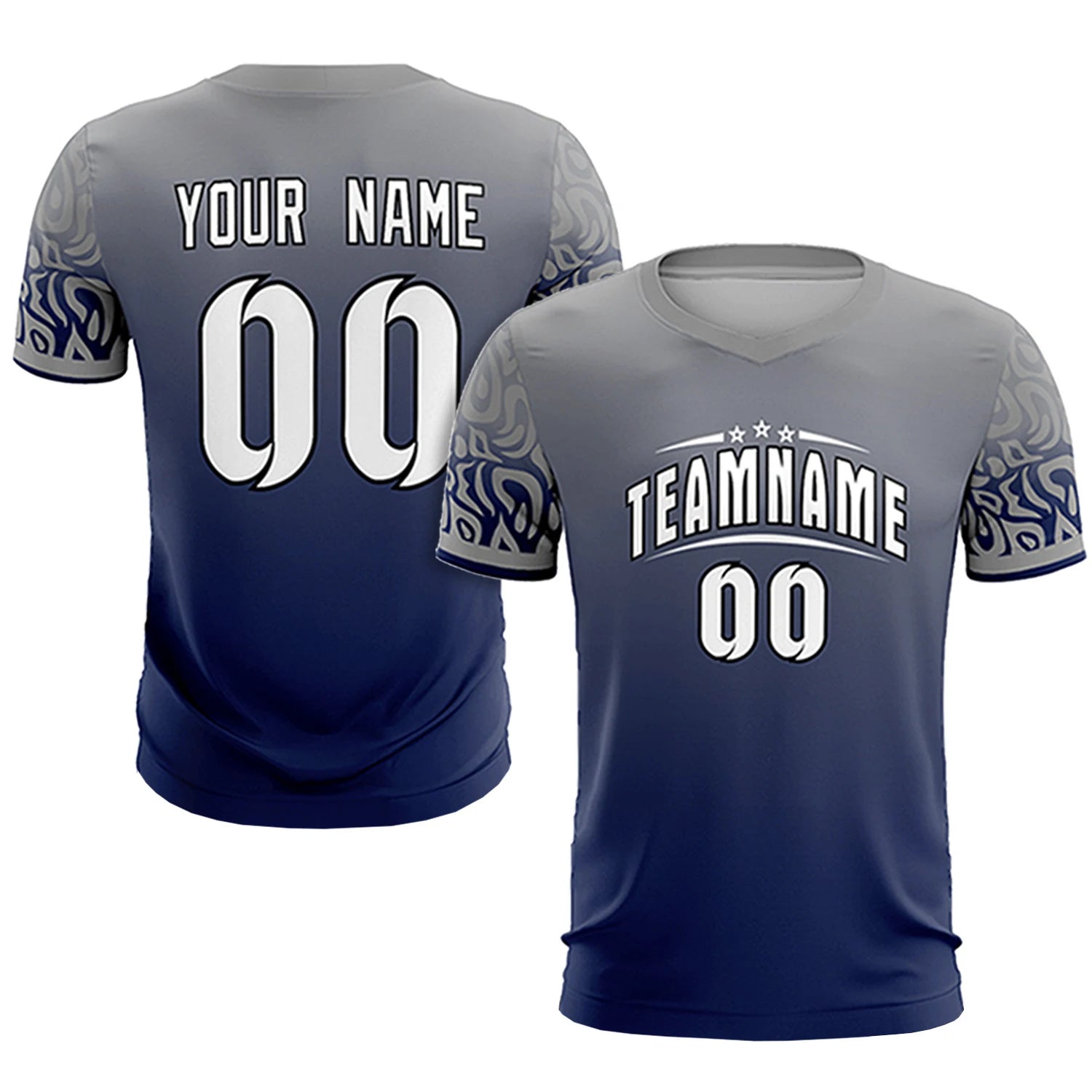 Custom Gray Navy Casual Printing Sportswear Soccer Sets Jersey