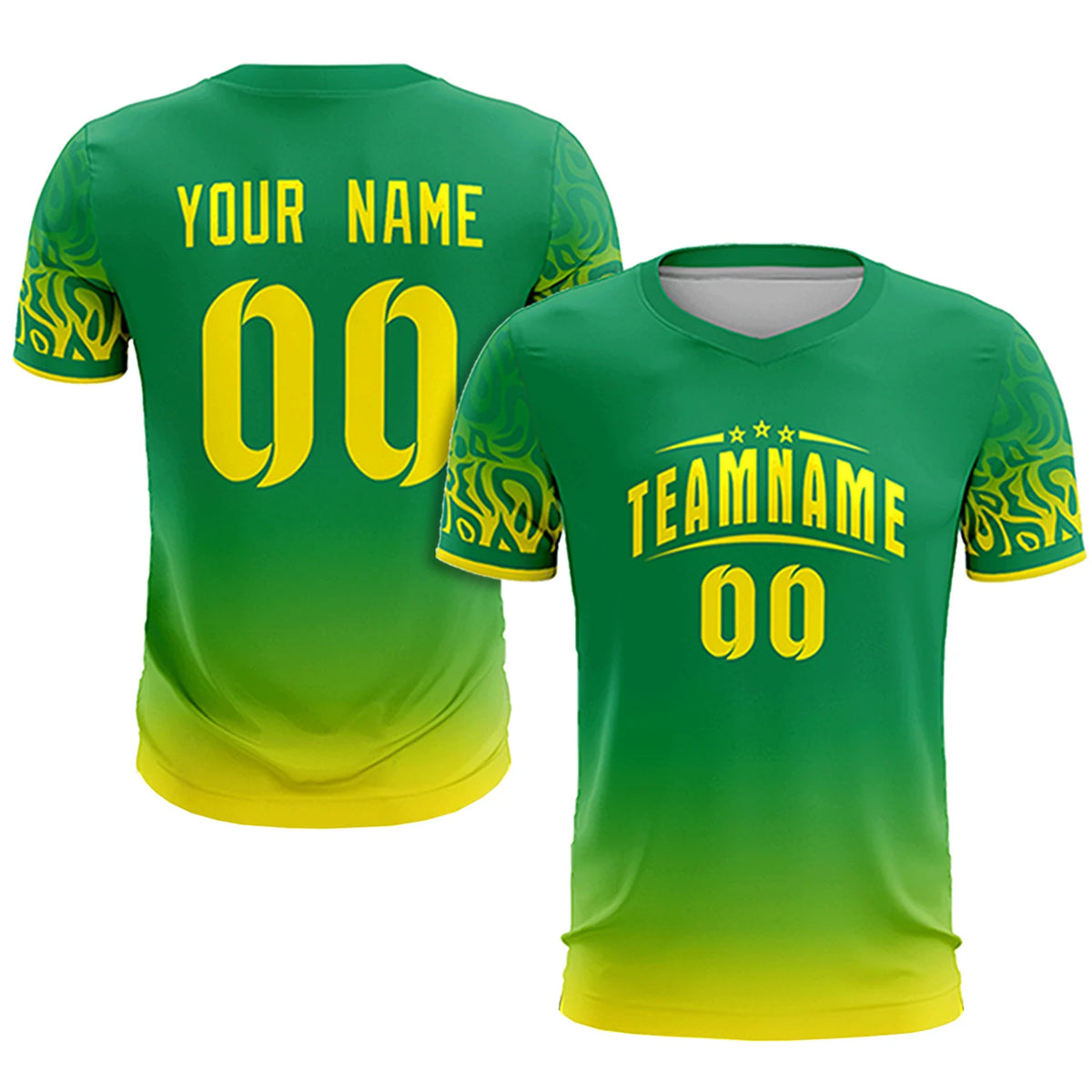 Custom Kelly Green Gold01 Casual Printing Sportswear Soccer Sets Jersey