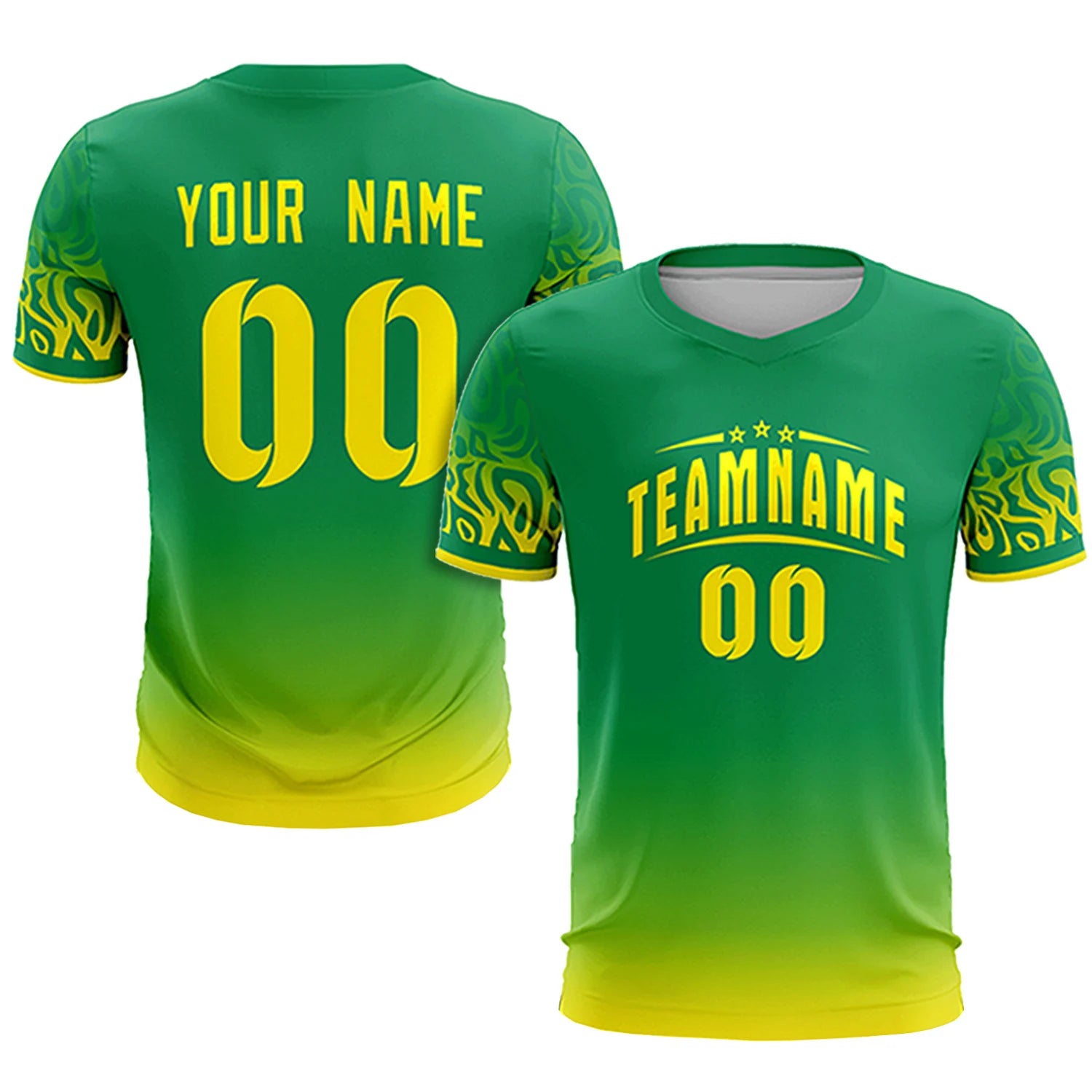 Custom Kelly Green Gold01 Casual Printing Sportswear Soccer Sets Jersey