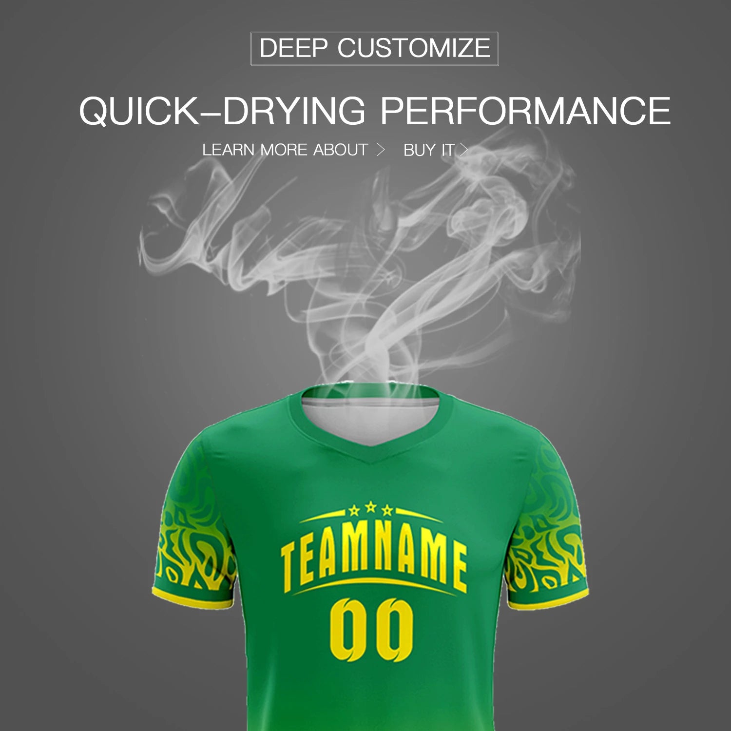 Custom Kelly Green Gold01 Casual Printing Sportswear Soccer Sets Jersey