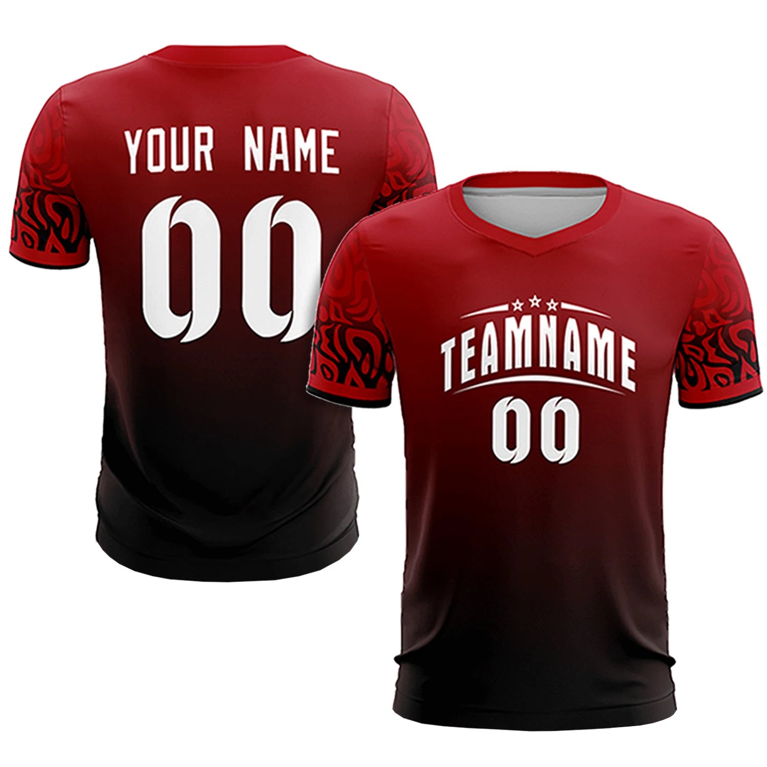 Custom Red Black Casual Printing Sportswear Soccer Sets Jersey