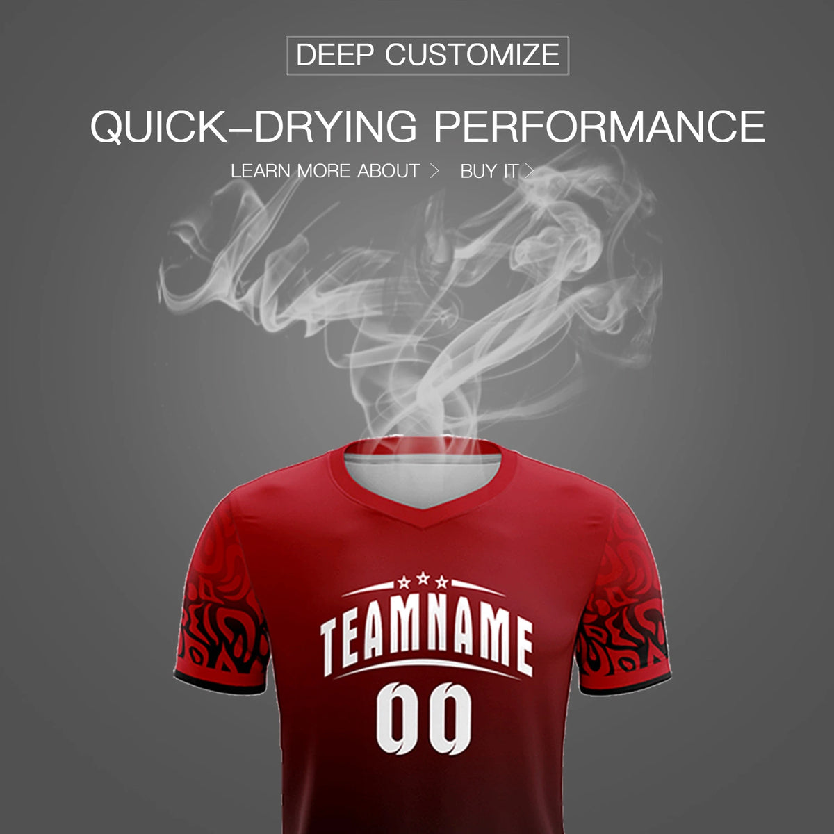 Custom Red Black Casual Printing Sportswear Soccer Sets Jersey