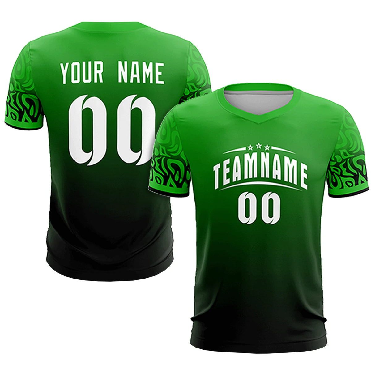 Custom Kelly Green Black Casual Printing Sportswear Soccer Sets Jersey