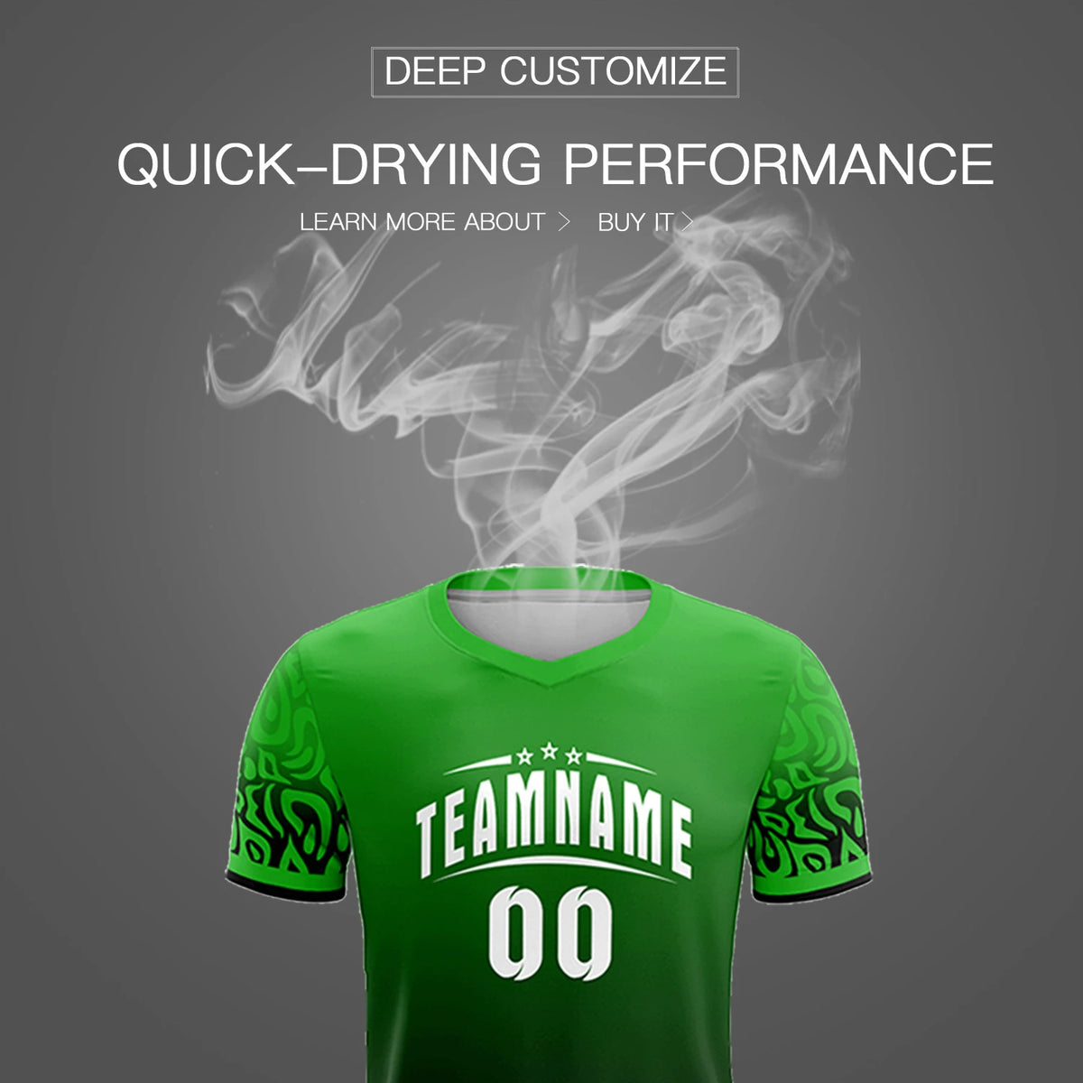 Custom Kelly Green Black Casual Printing Sportswear Soccer Sets Jersey