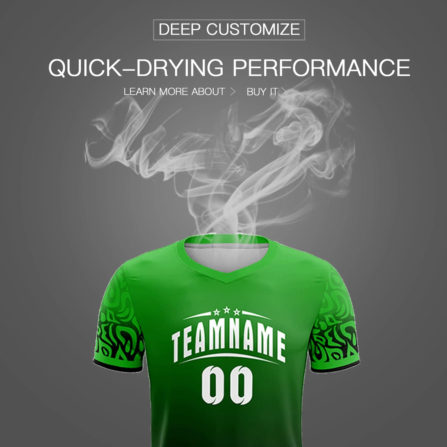 Custom Kelly Green Black Casual Printing Sportswear Soccer Sets Jersey