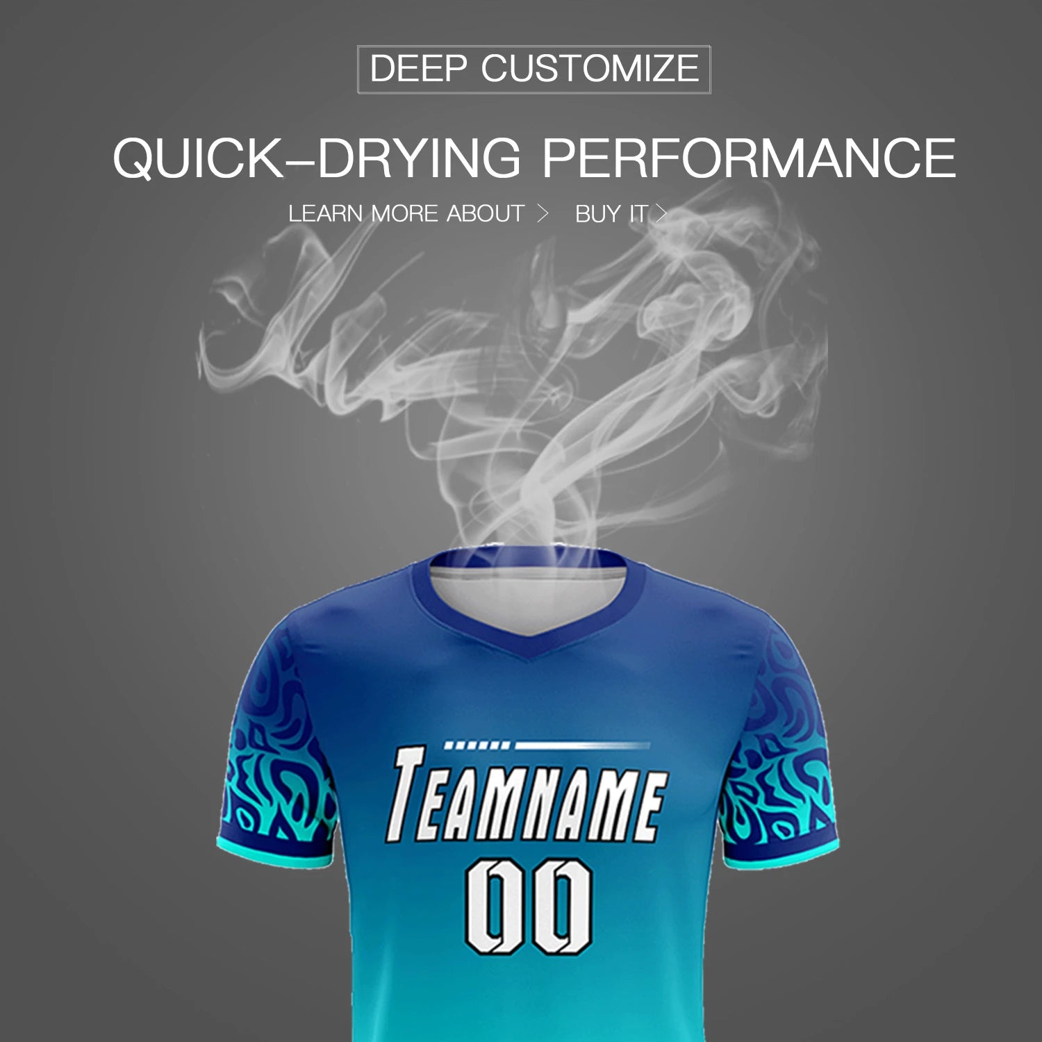 Custom Royal Blue Sky Blue Casual Printing Sportswear Soccer Sets Jersey