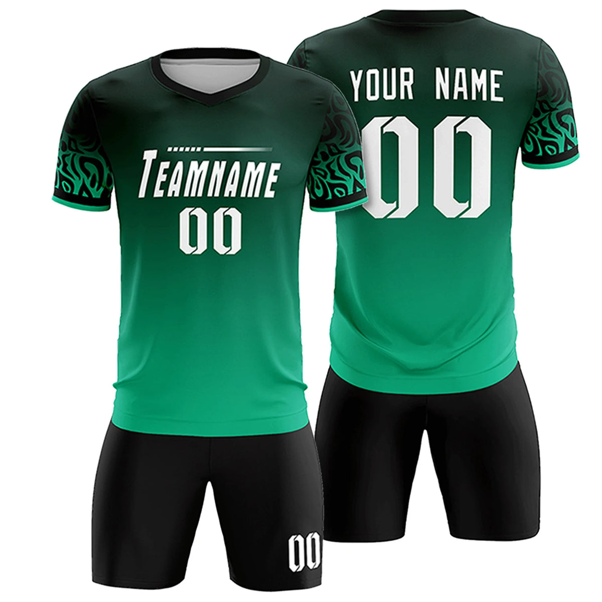 Custom Green Kelly Green Casual Printing Sportswear Soccer Sets Jersey