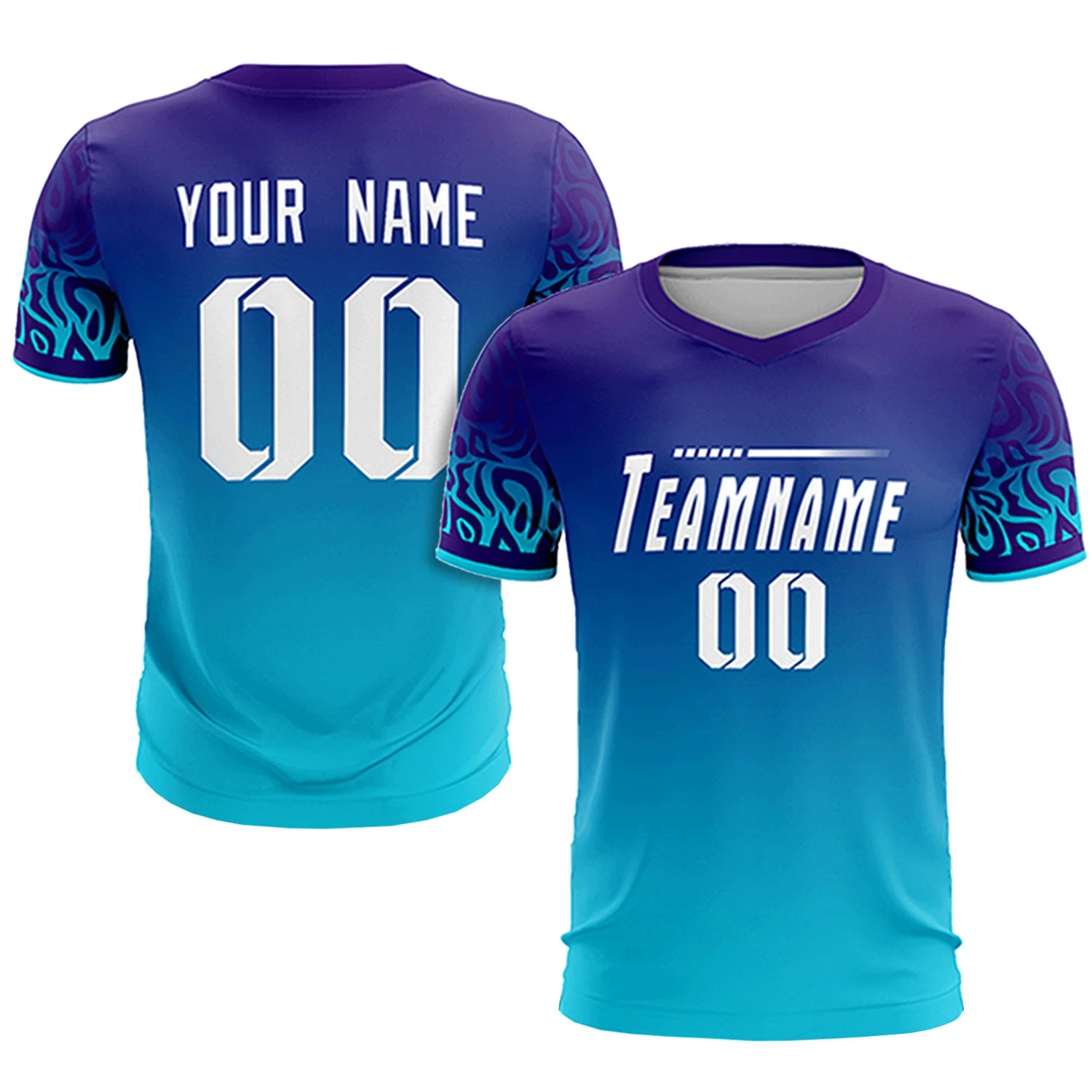 Custom Purple Powder Blue Casual Printing Sportswear Soccer Sets Jersey