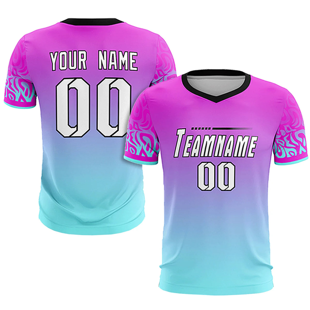 Custom Pink Blue Casual Printing Sportswear Soccer Sets Jersey