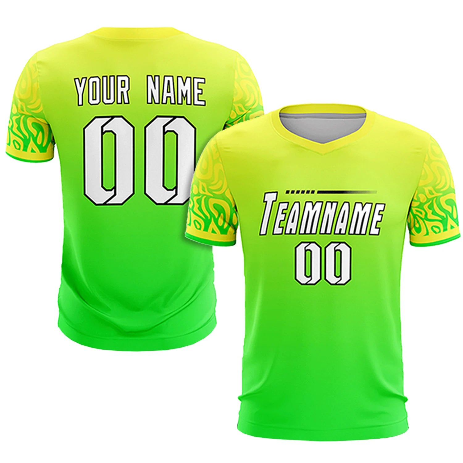 Custom Fluorescent Green Neon Green Casual Printing Sportswear Soccer Sets Jersey