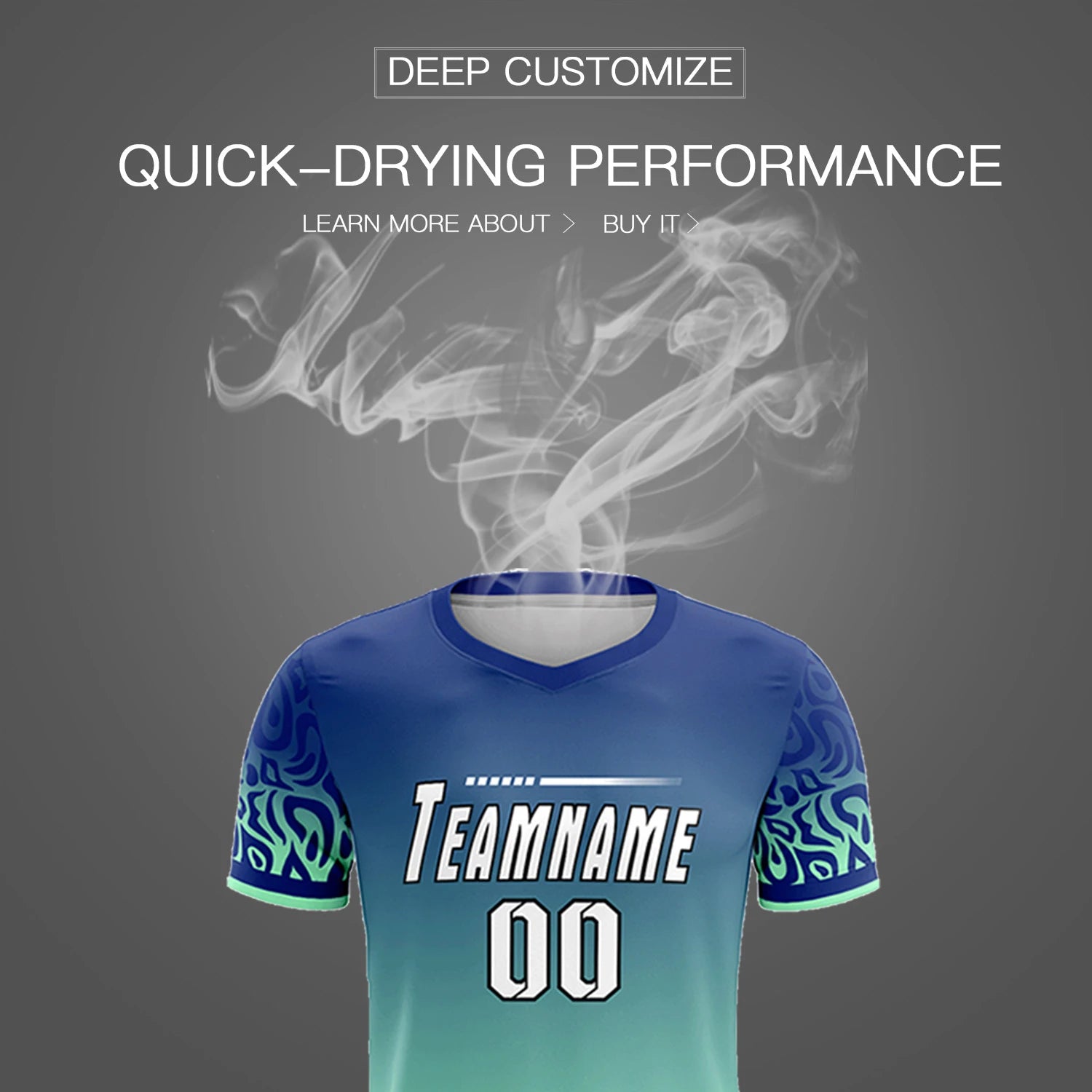 Custom Royal Blue Green Casual Printing Sportswear Soccer Sets Jersey