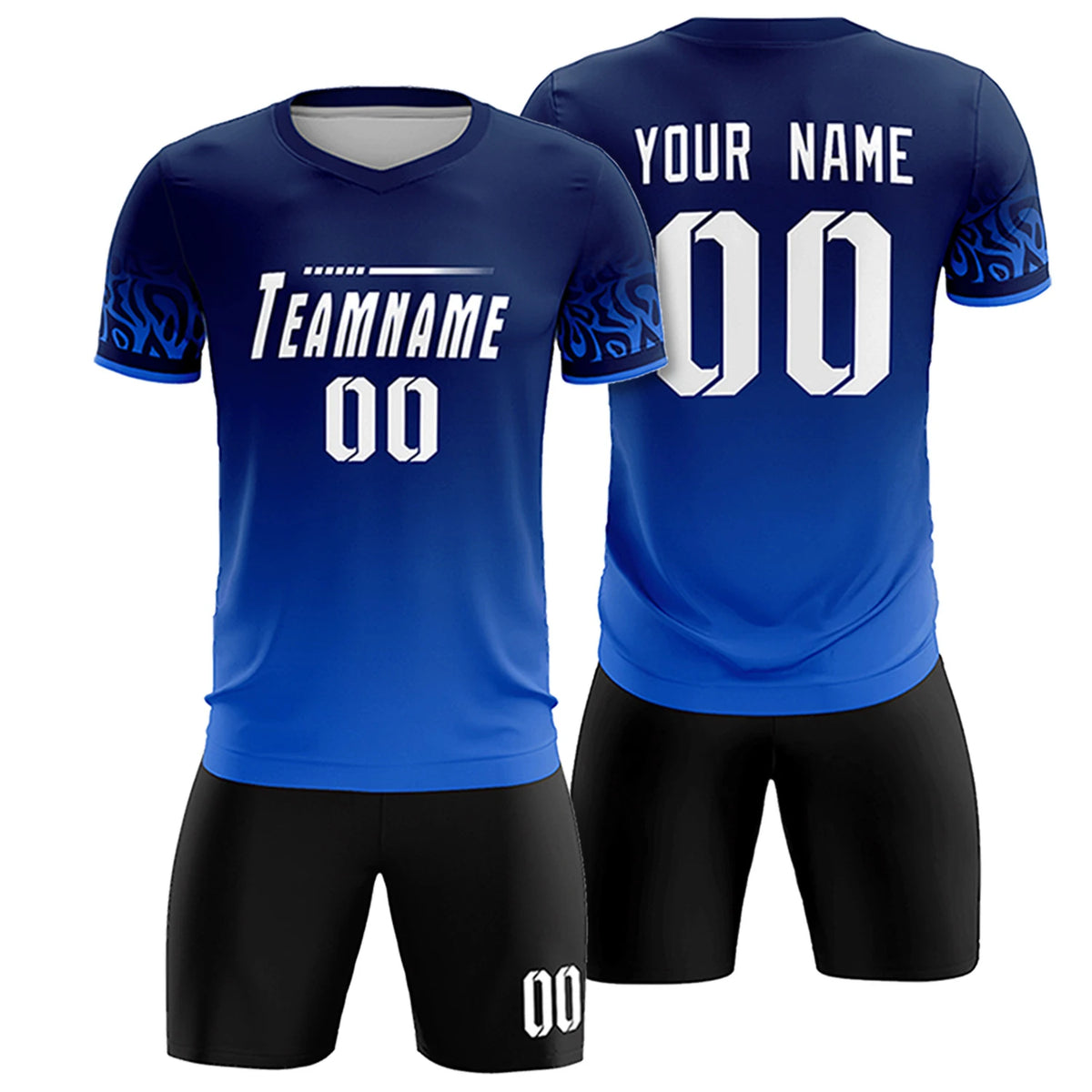 Custom Navy Royal Blue Casual Printing Sportswear Soccer Sets Jersey