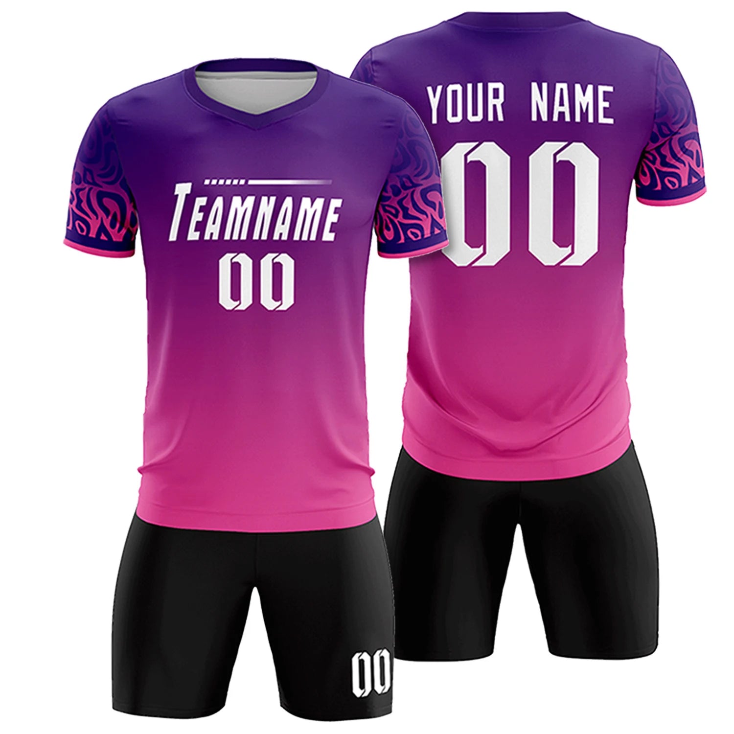 Custom Purple Pink Casual Printing Sportswear Soccer Sets Jersey