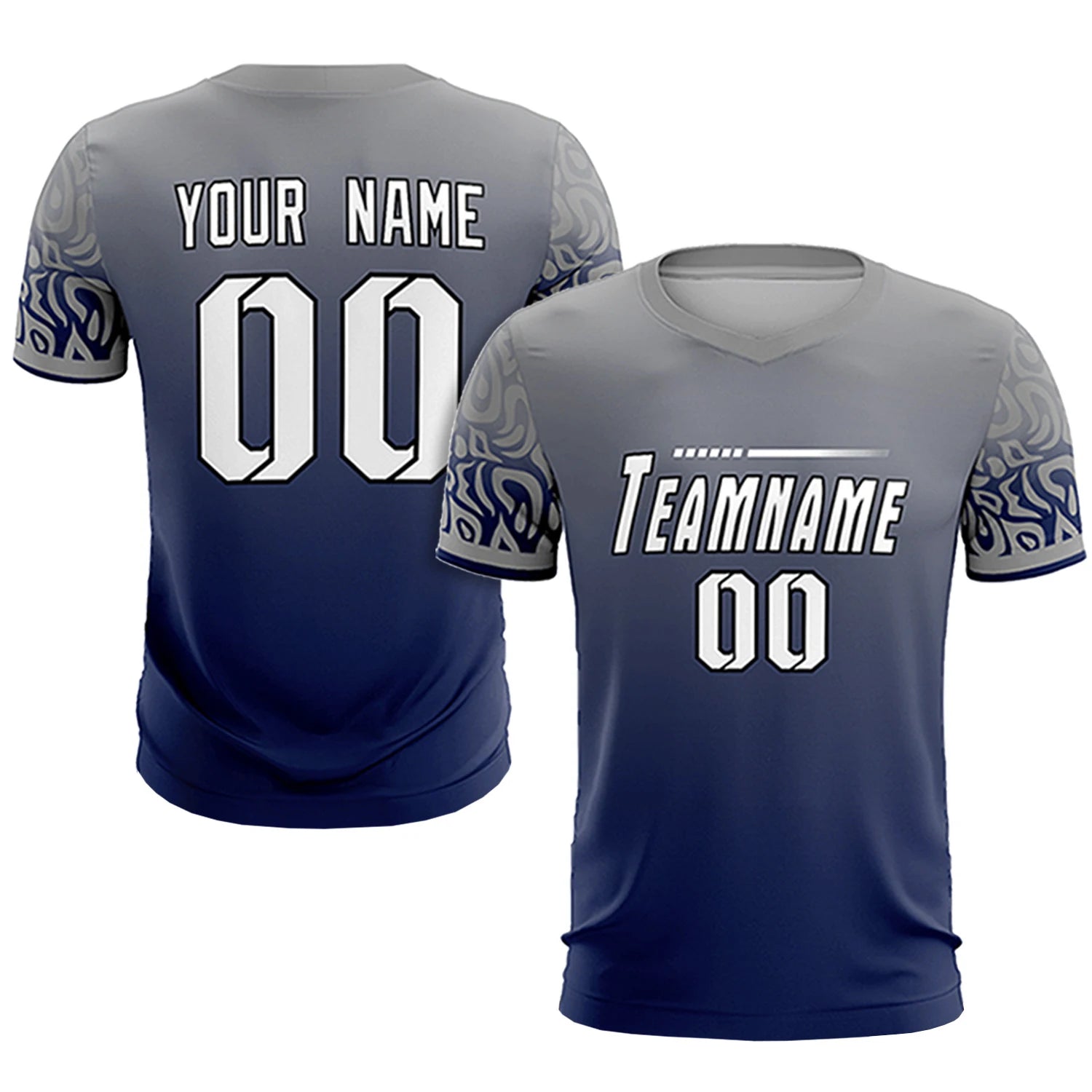 Custom Gray Navy Casual Printing Sportswear Soccer Sets Jersey