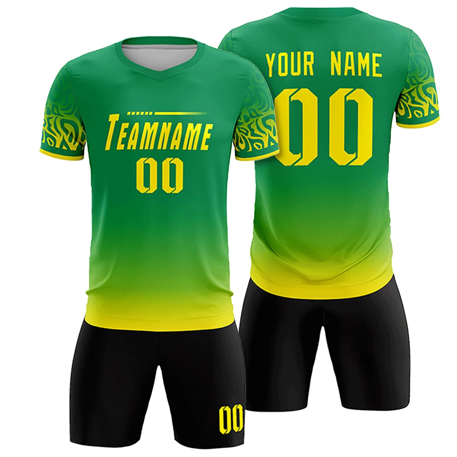 Custom Kelly Green Gold01 Casual Printing Sportswear Soccer Sets Jersey