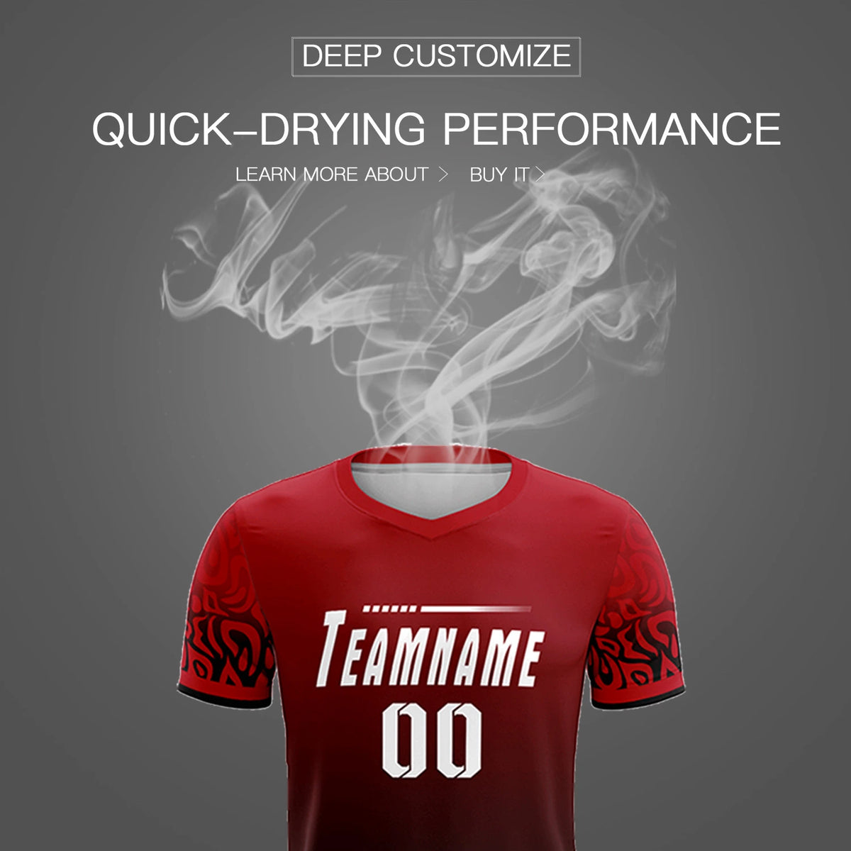Custom Red Black Casual Printing Sportswear Soccer Sets Jersey