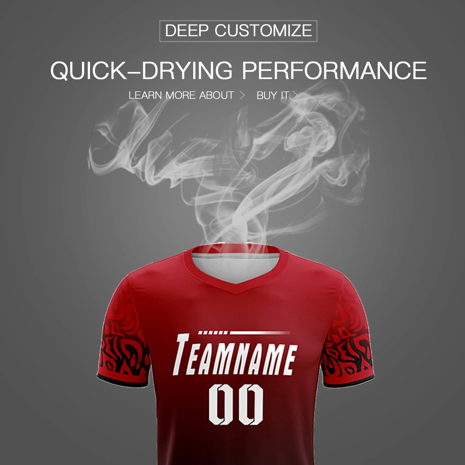 Custom Red Black Casual Printing Sportswear Soccer Sets Jersey