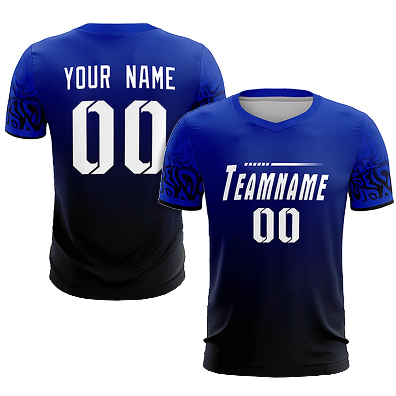 Custom Royal Blue Black Casual Printing Sportswear Soccer Sets Jersey