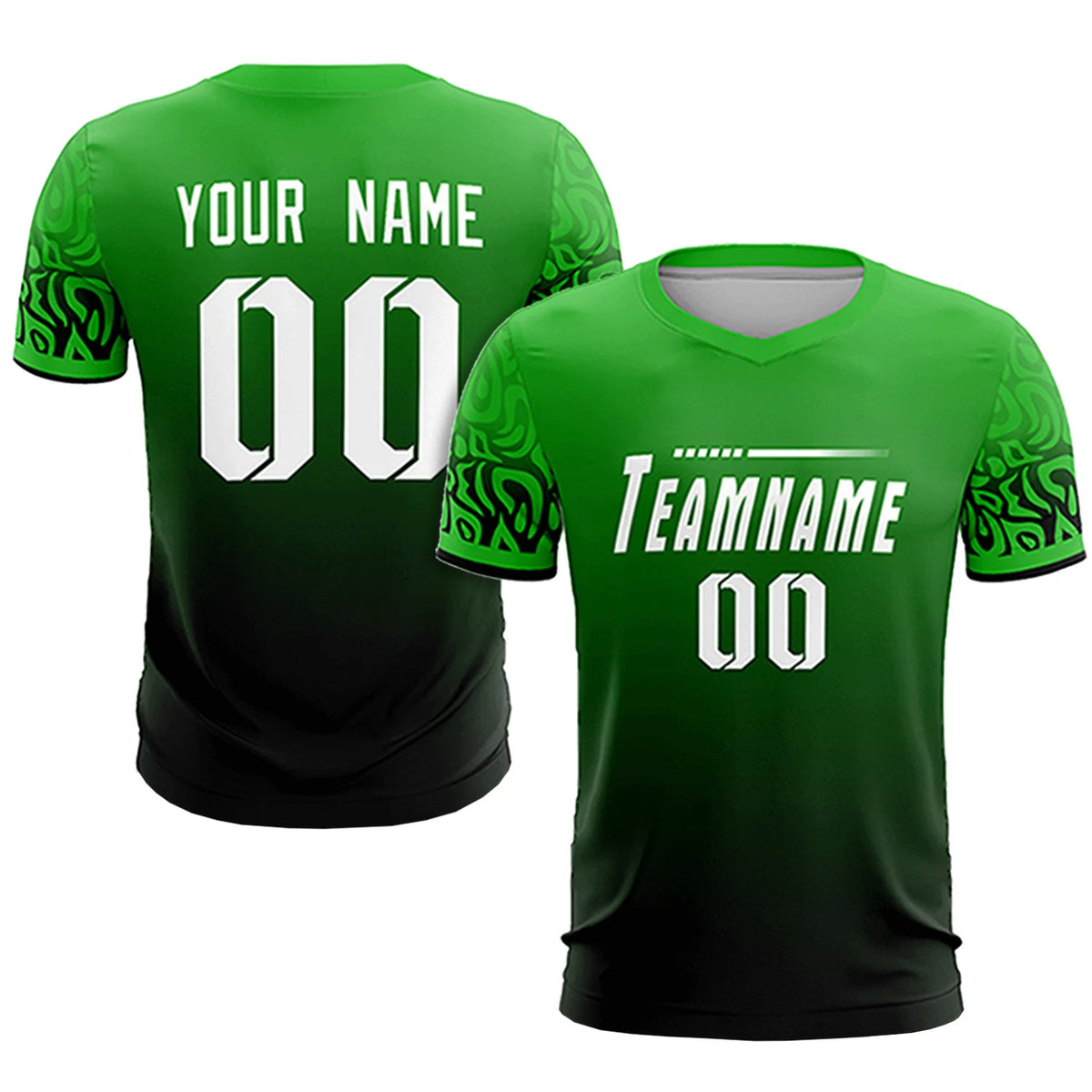 Custom Kelly Green Black Casual Printing Sportswear Soccer Sets Jersey