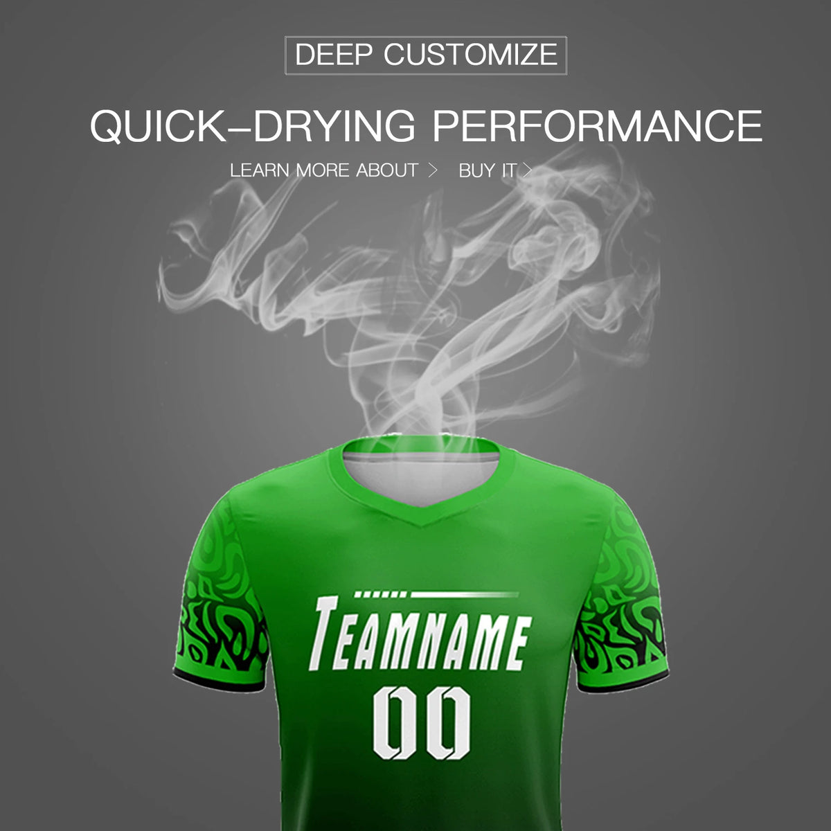 Custom Kelly Green Black Casual Printing Sportswear Soccer Sets Jersey