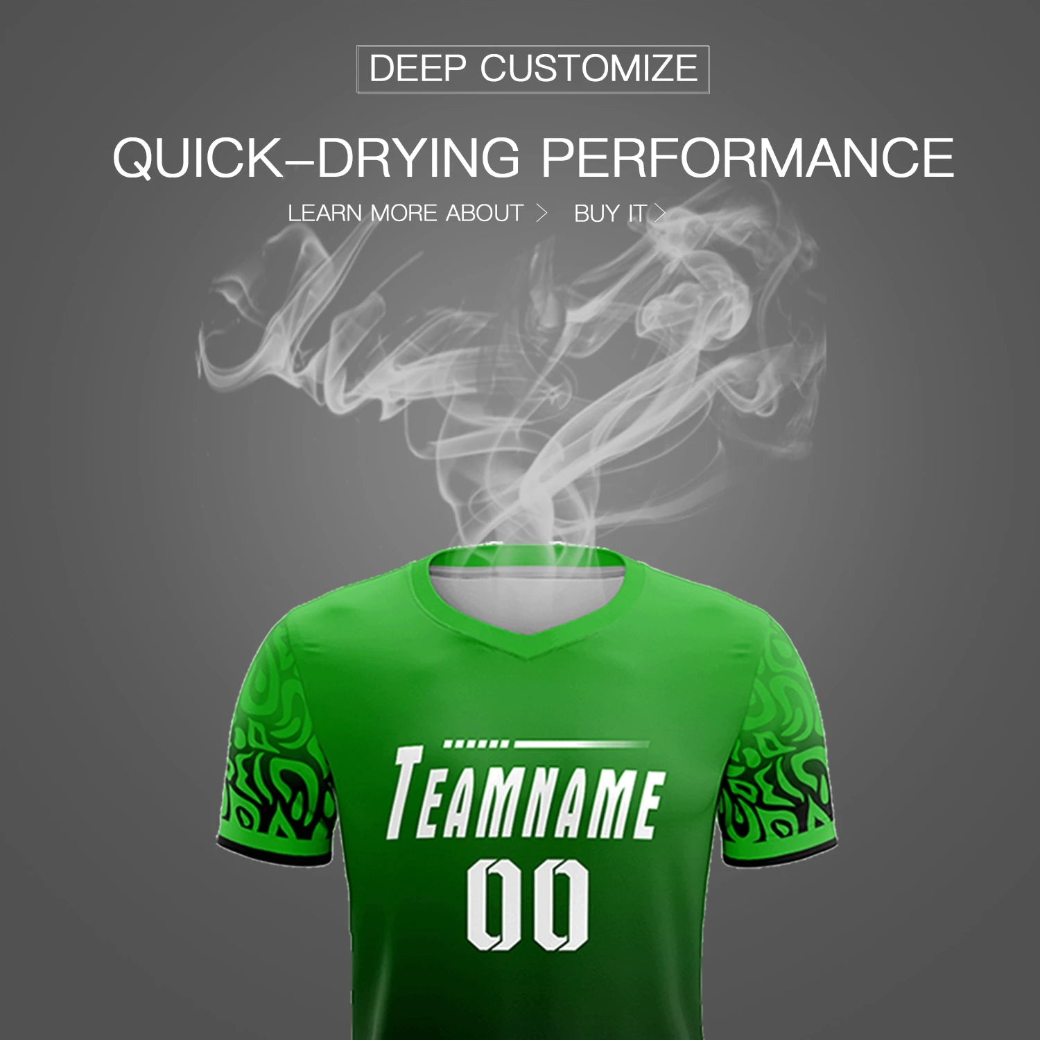 Custom Kelly Green Black Casual Printing Sportswear Soccer Sets Jersey