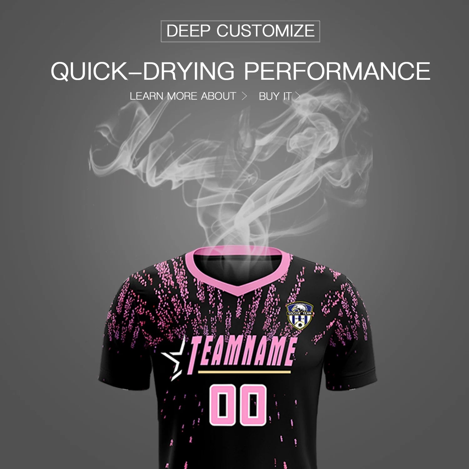 Custom Black Light Pink Fireworks gradient Sport Soccer Sets Jersey