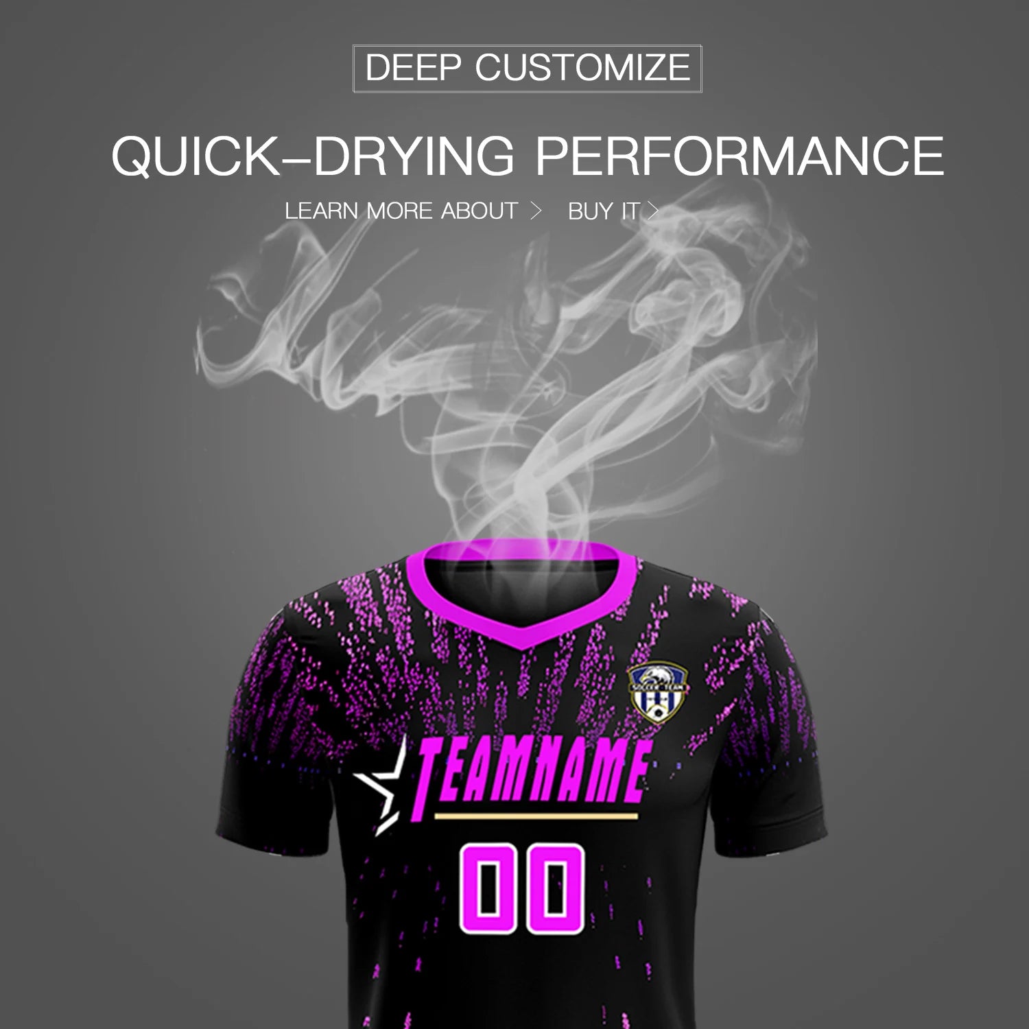 Custom Black Pink Fireworks gradient Sport Soccer Sets Jersey