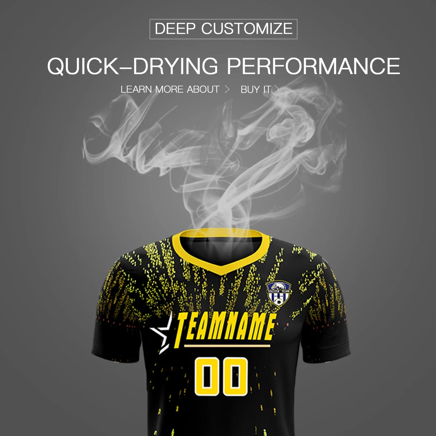 Custom Black Gold Fireworks gradient Sport Soccer Sets Jersey