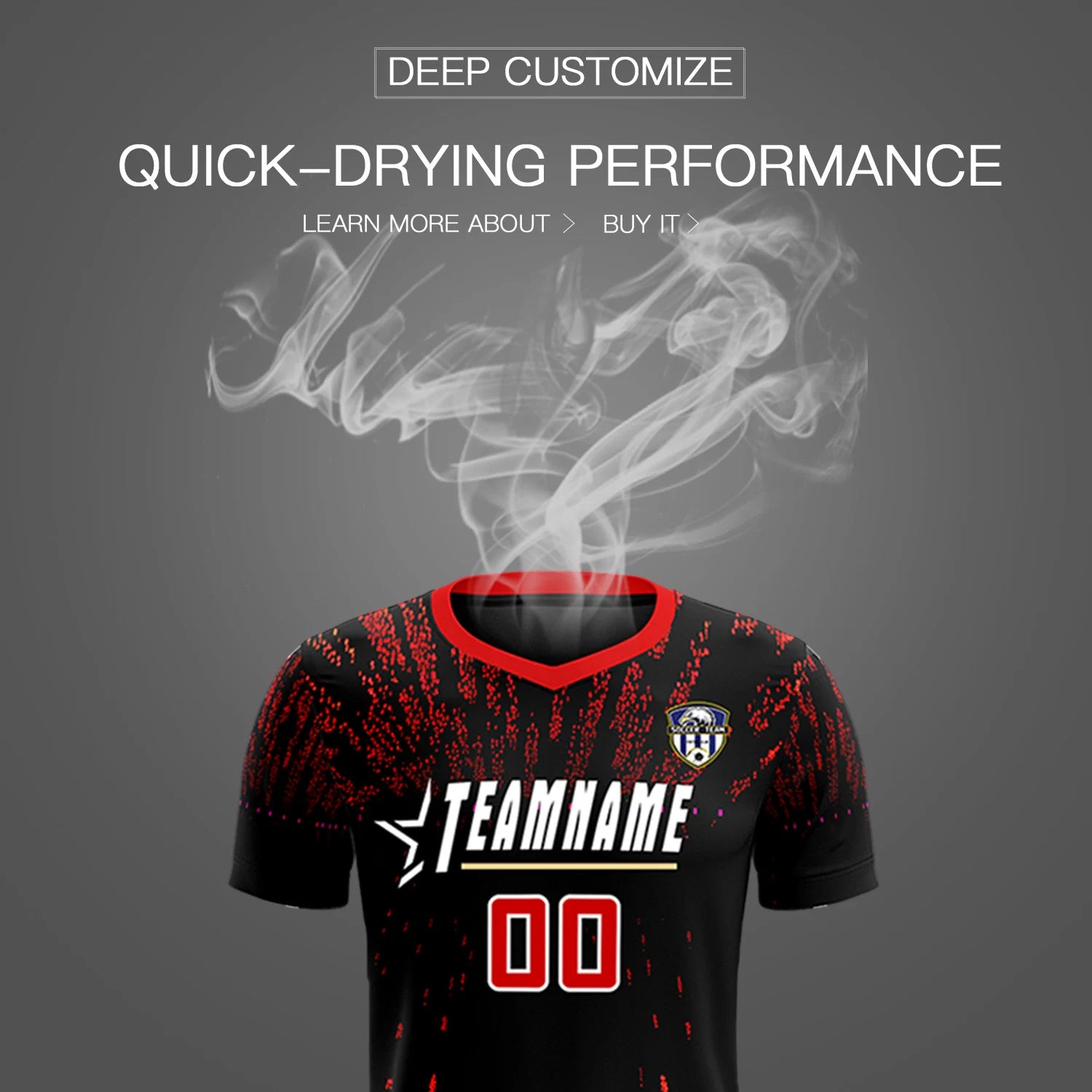 Custom Black Red Fireworks gradient Sport Soccer Sets Jersey