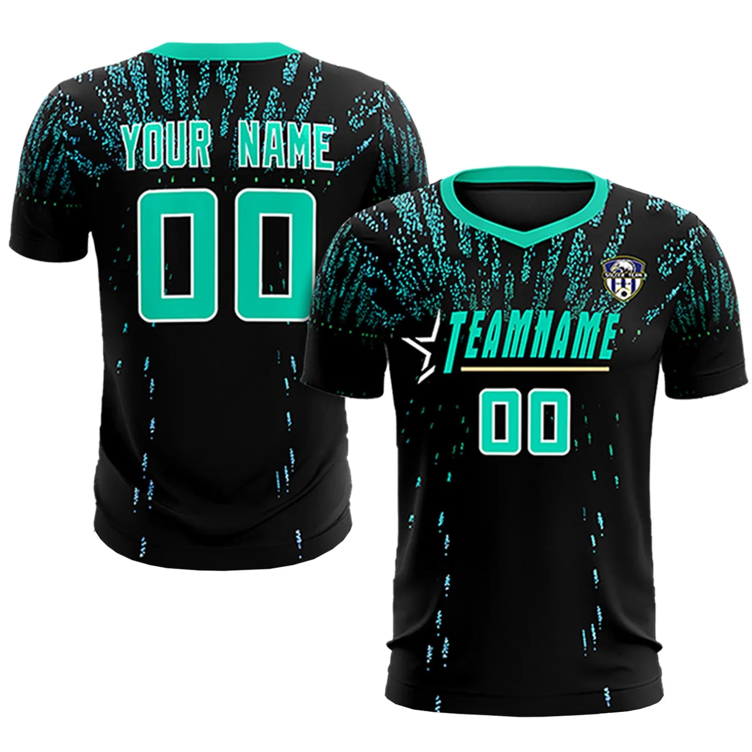 Custom Black Bright Green Fireworks gradient Sport Soccer Sets Jersey