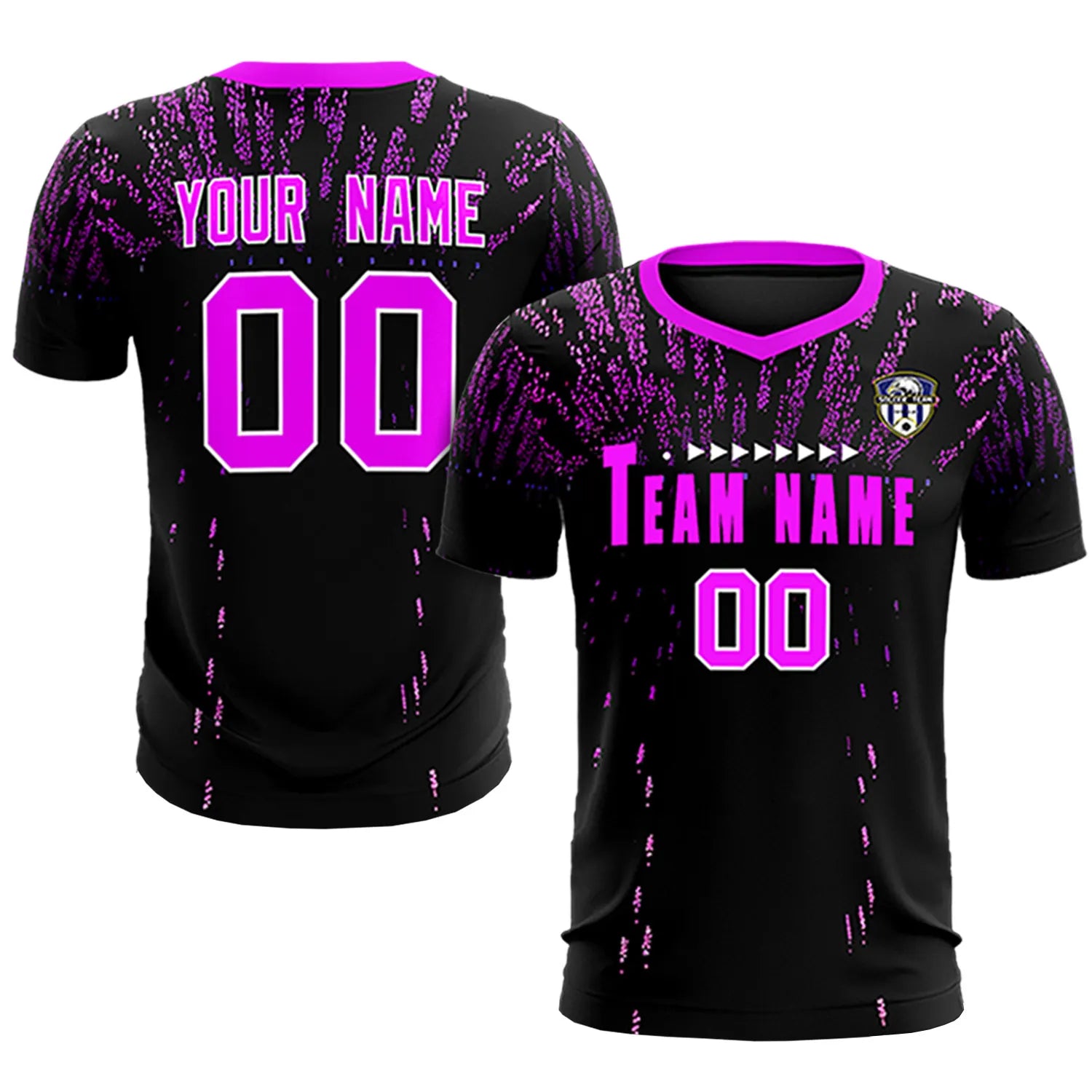 Custom Black Pink Fireworks gradient Sport Soccer Sets Jersey