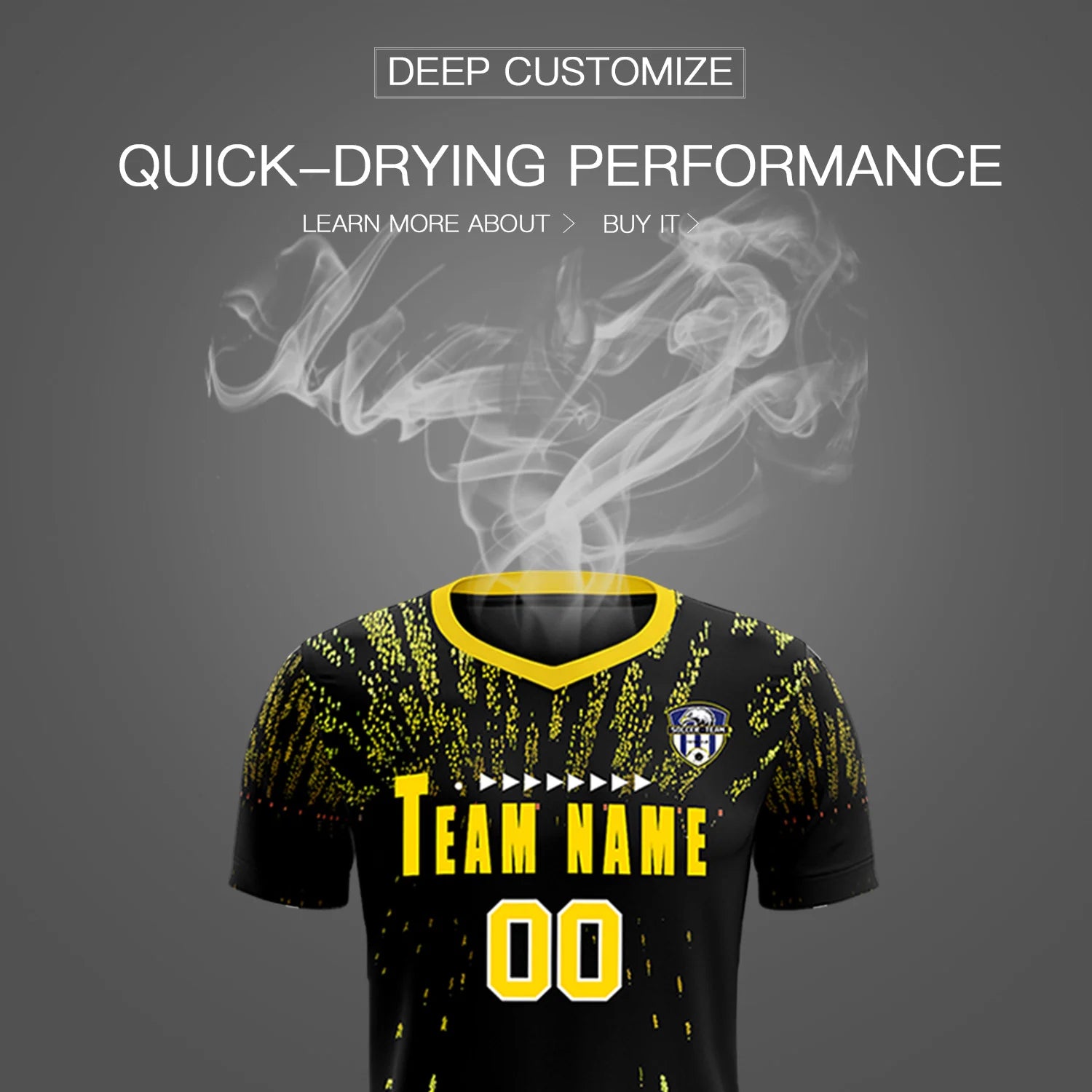 Custom Black Gold Fireworks gradient Sport Soccer Sets Jersey