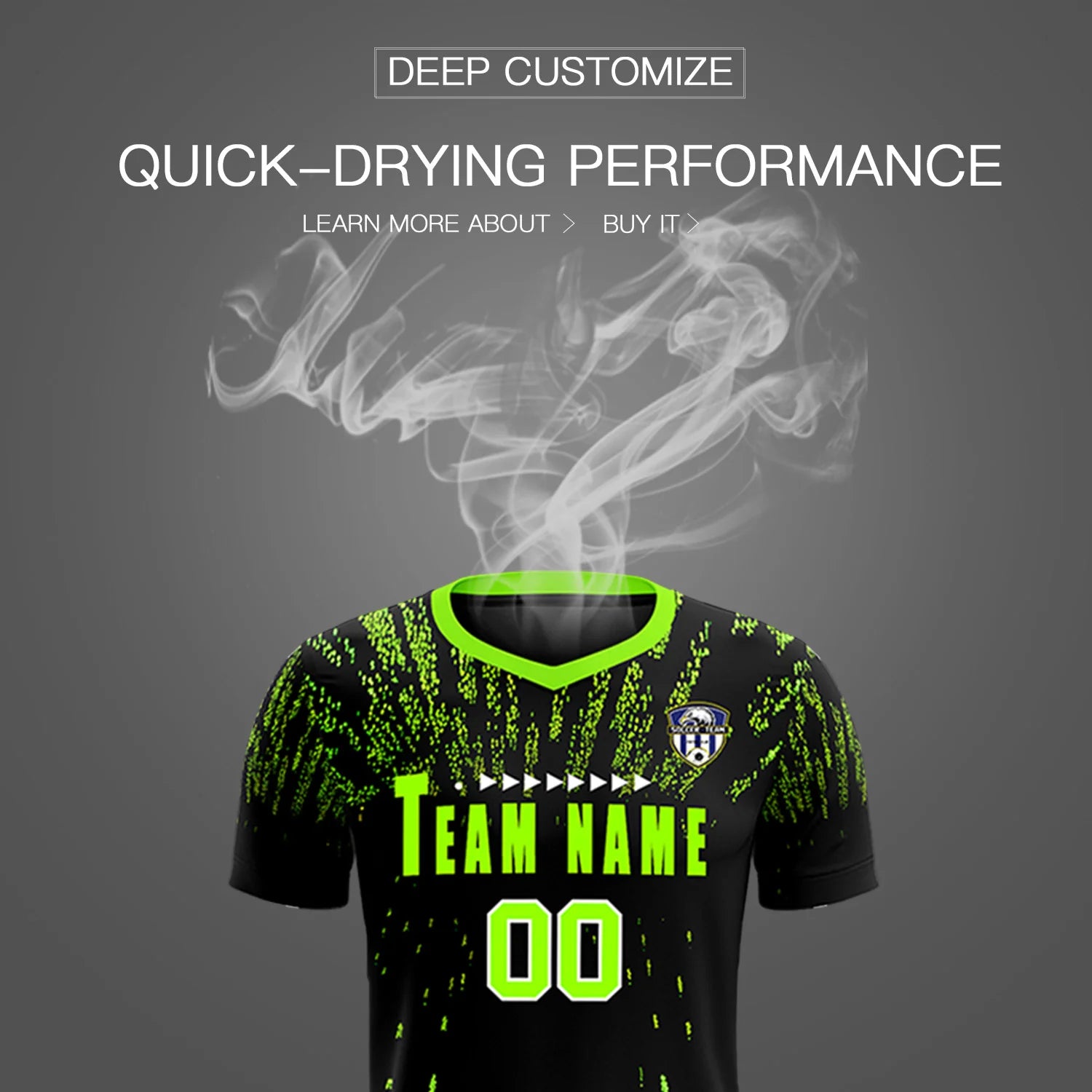 Custom Black Neon Green Fireworks gradient Sport Soccer Sets Jersey