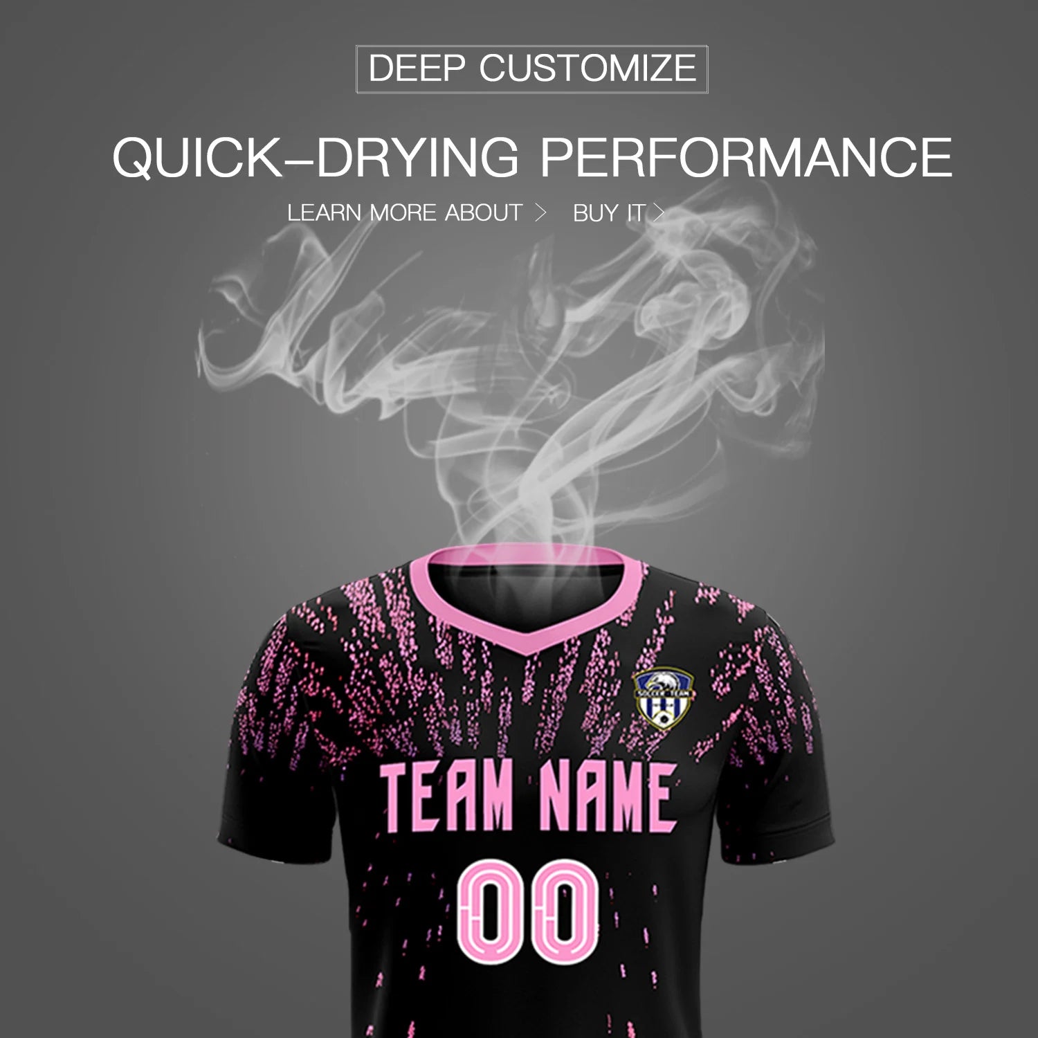 Custom Black Light Pink Fireworks gradient Sport Soccer Sets Jersey