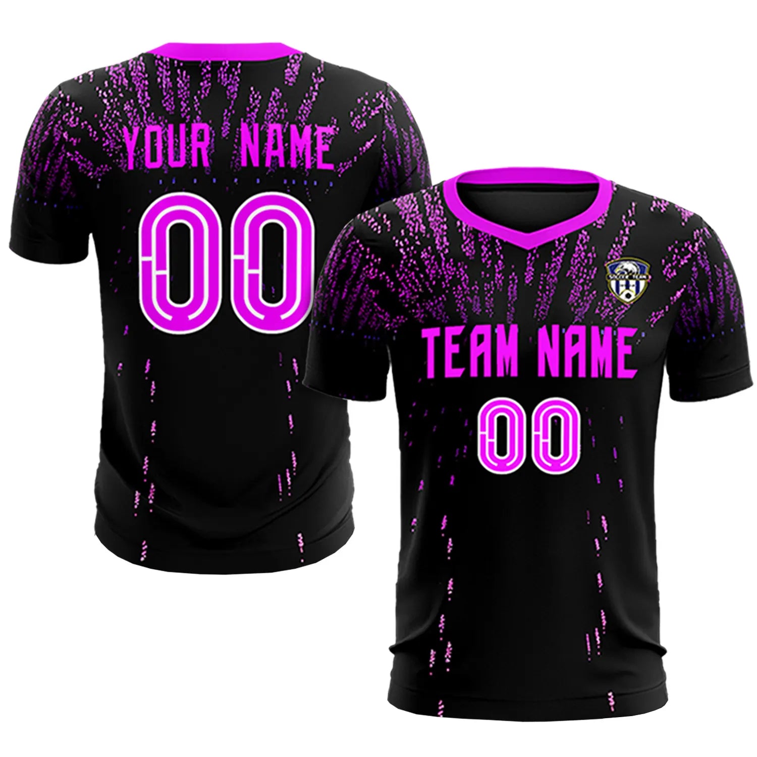 Custom Black Pink Fireworks gradient Sport Soccer Sets Jersey