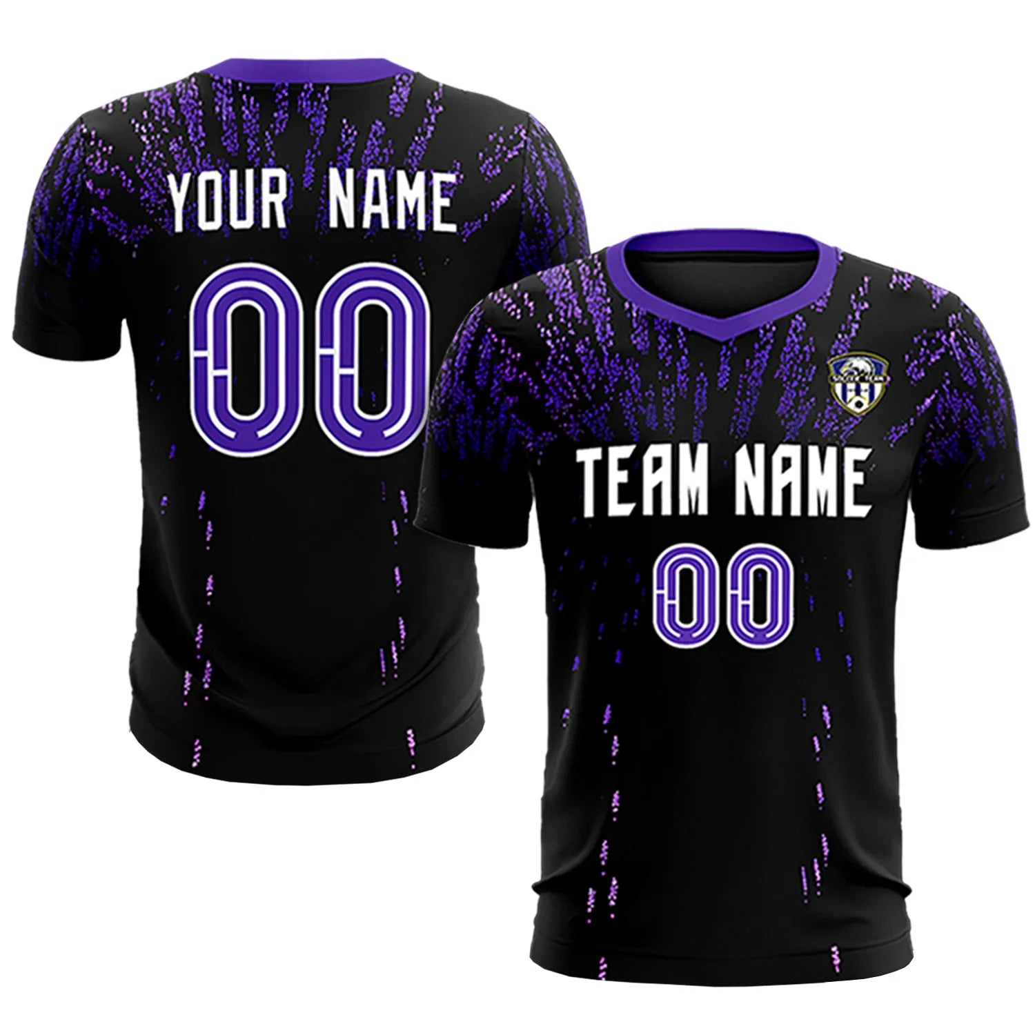 Custom Black Purple Fireworks gradient Sport Soccer Sets Jersey