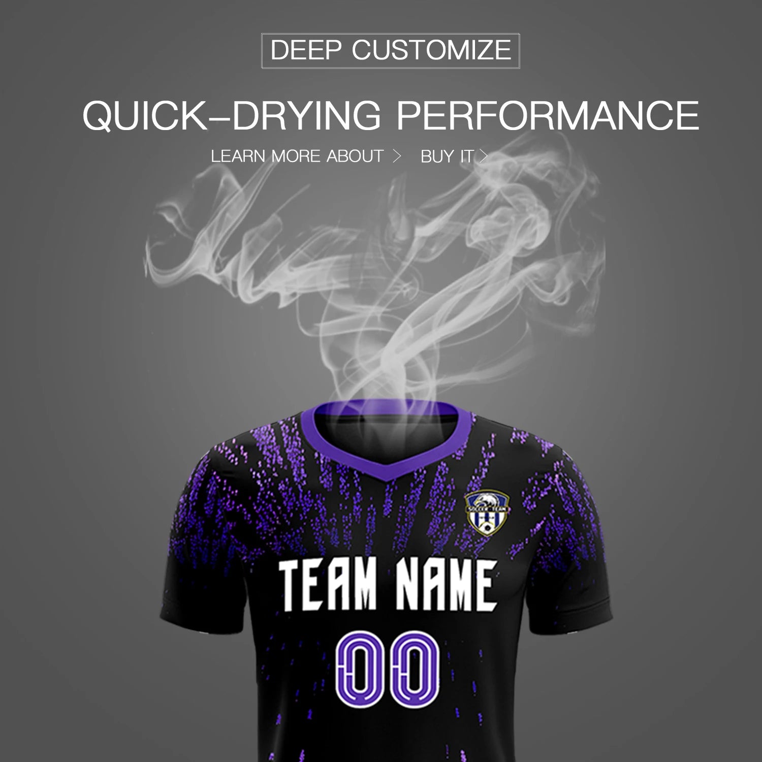 Custom Black Purple Fireworks gradient Sport Soccer Sets Jersey