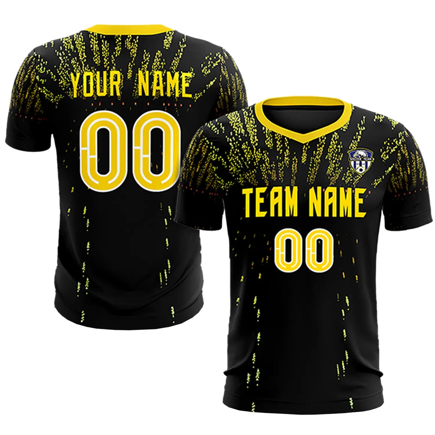 Custom Black Gold Fireworks gradient Sport Soccer Sets Jersey