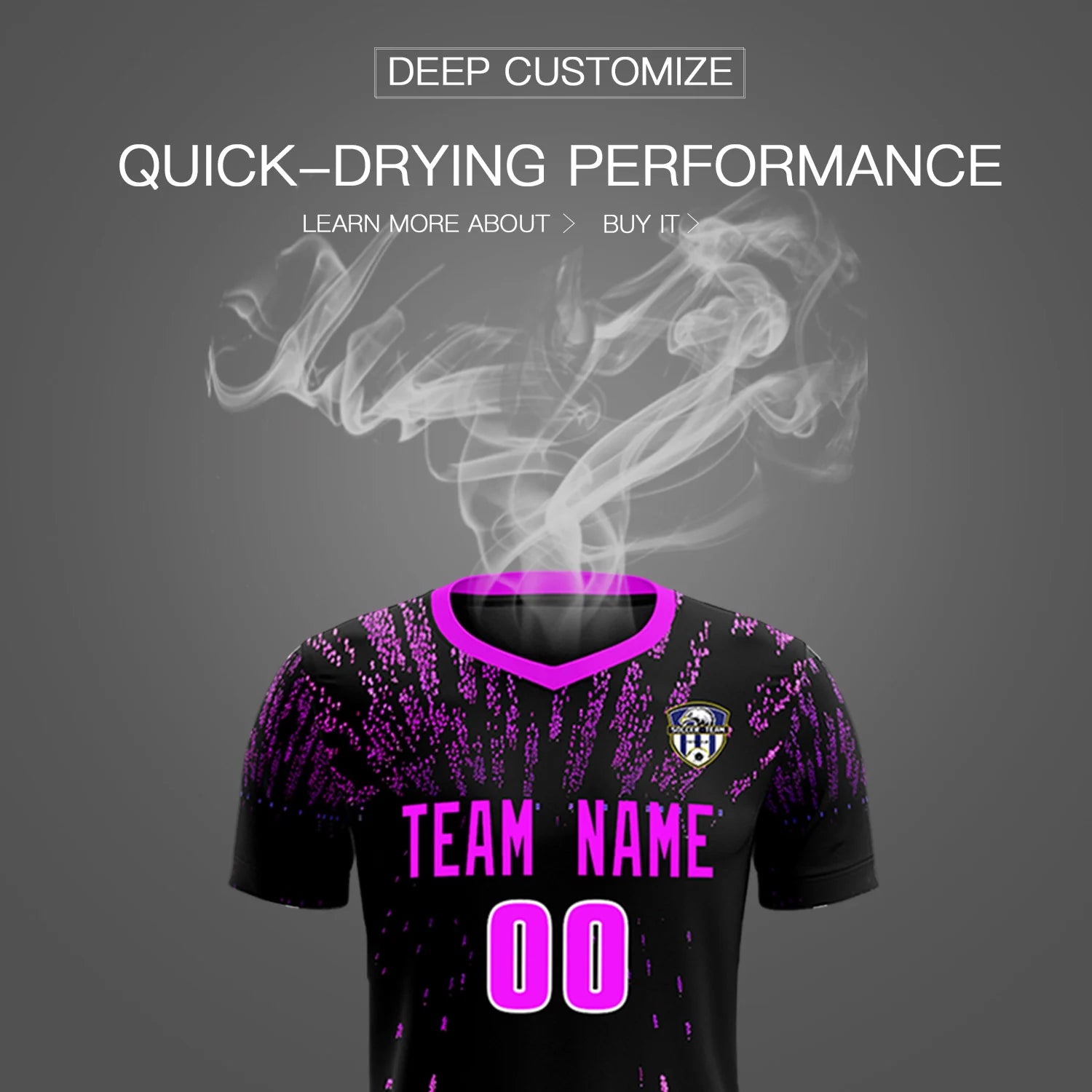 Custom Black Pink Fireworks gradient Sport Soccer Sets Jersey