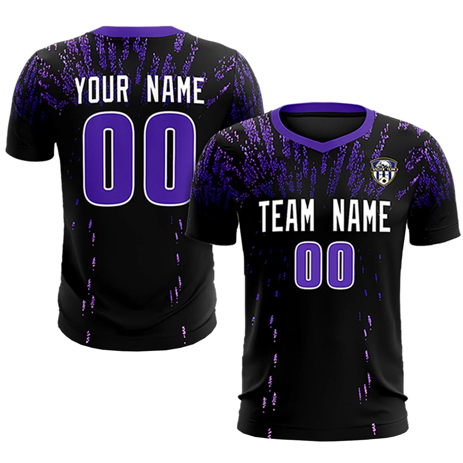 Custom Black Purple Fireworks gradient Sport Soccer Sets Jersey