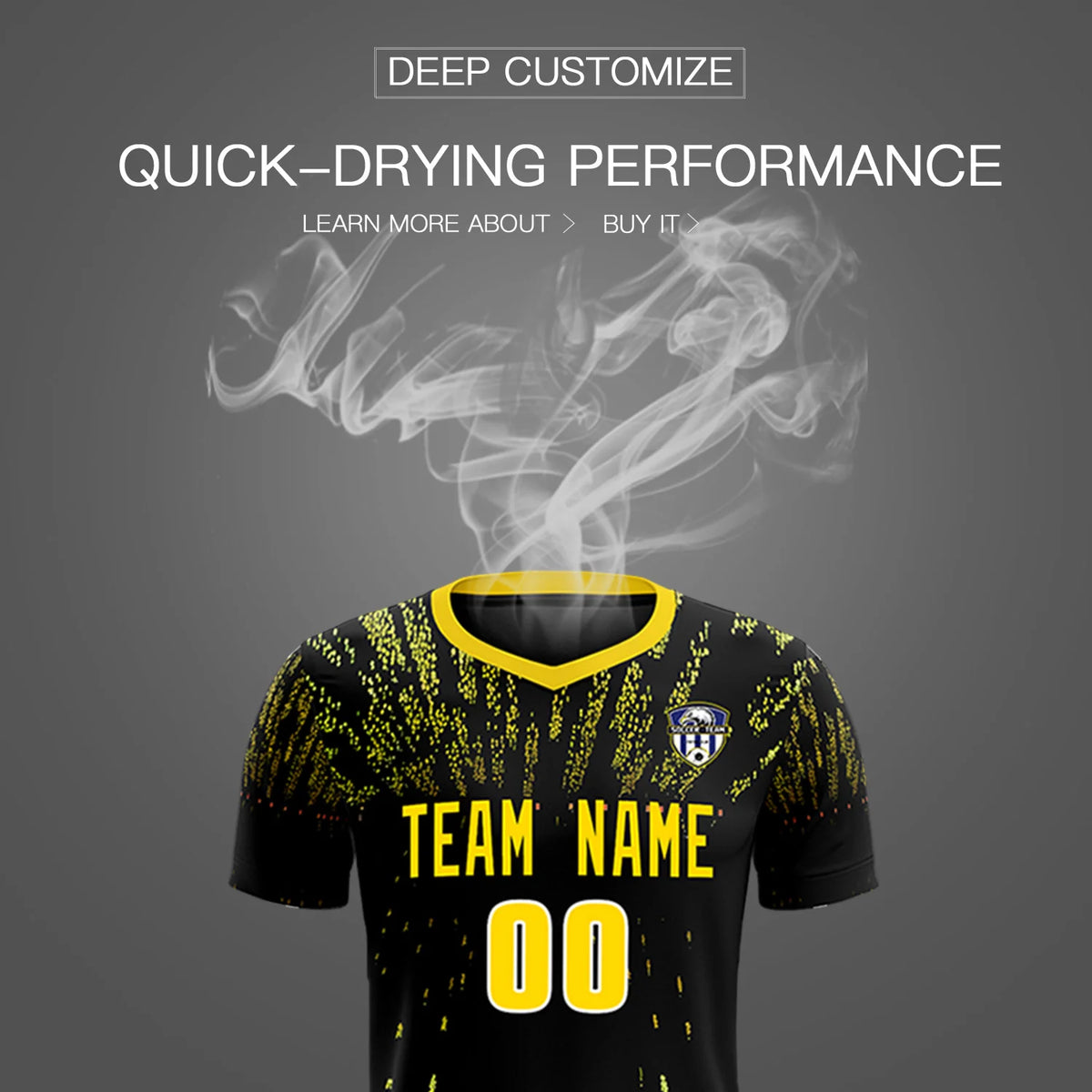 Custom Black Gold Fireworks gradient Sport Soccer Sets Jersey