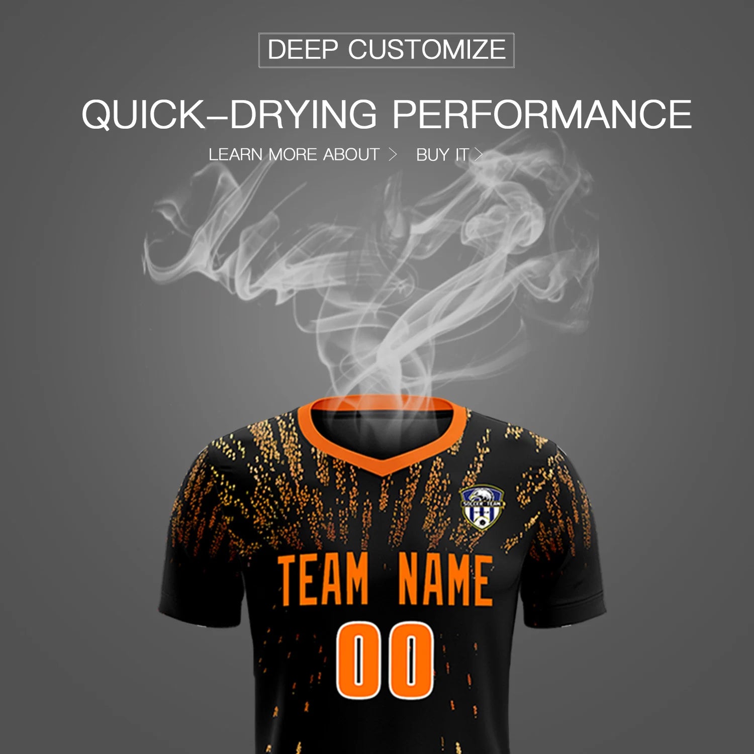 Custom Black Orange Fireworks gradient Sport Soccer Sets Jersey