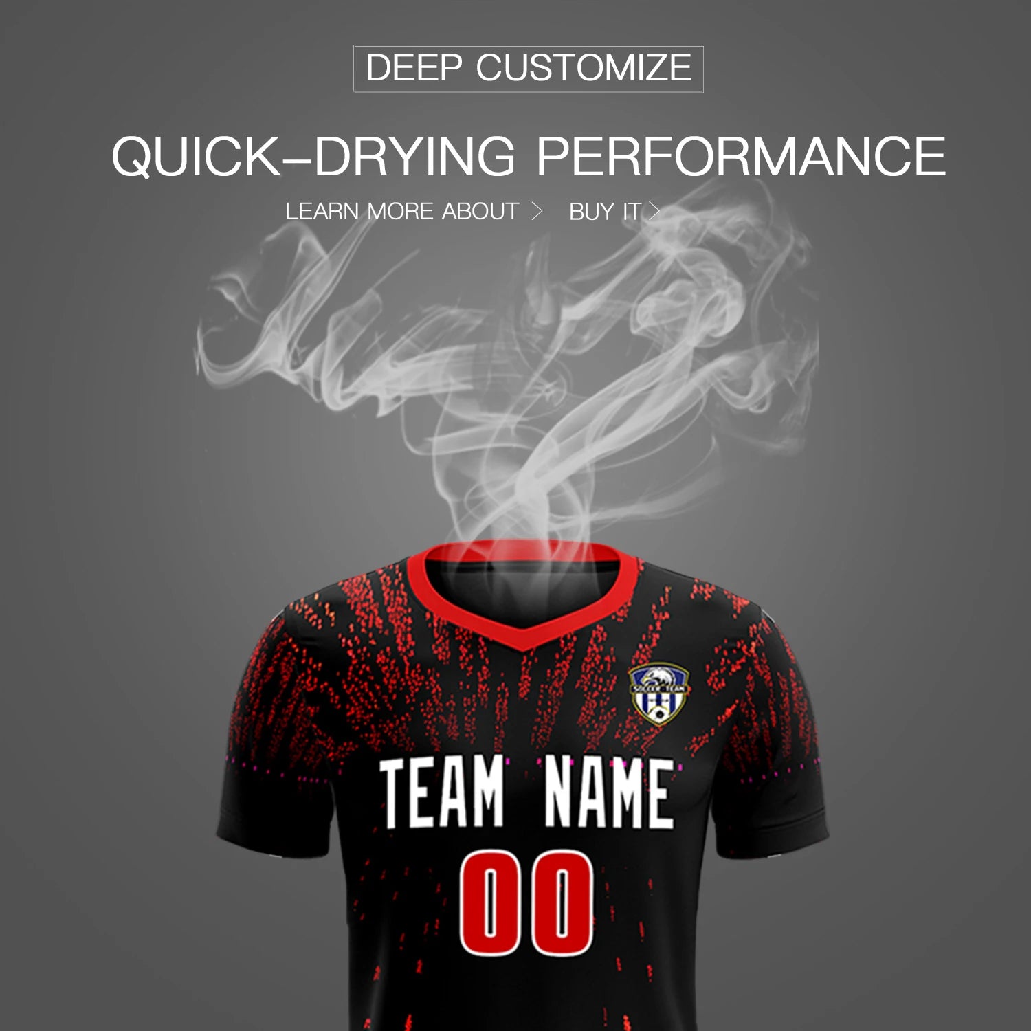 Custom Black Red Fireworks gradient Sport Soccer Sets Jersey