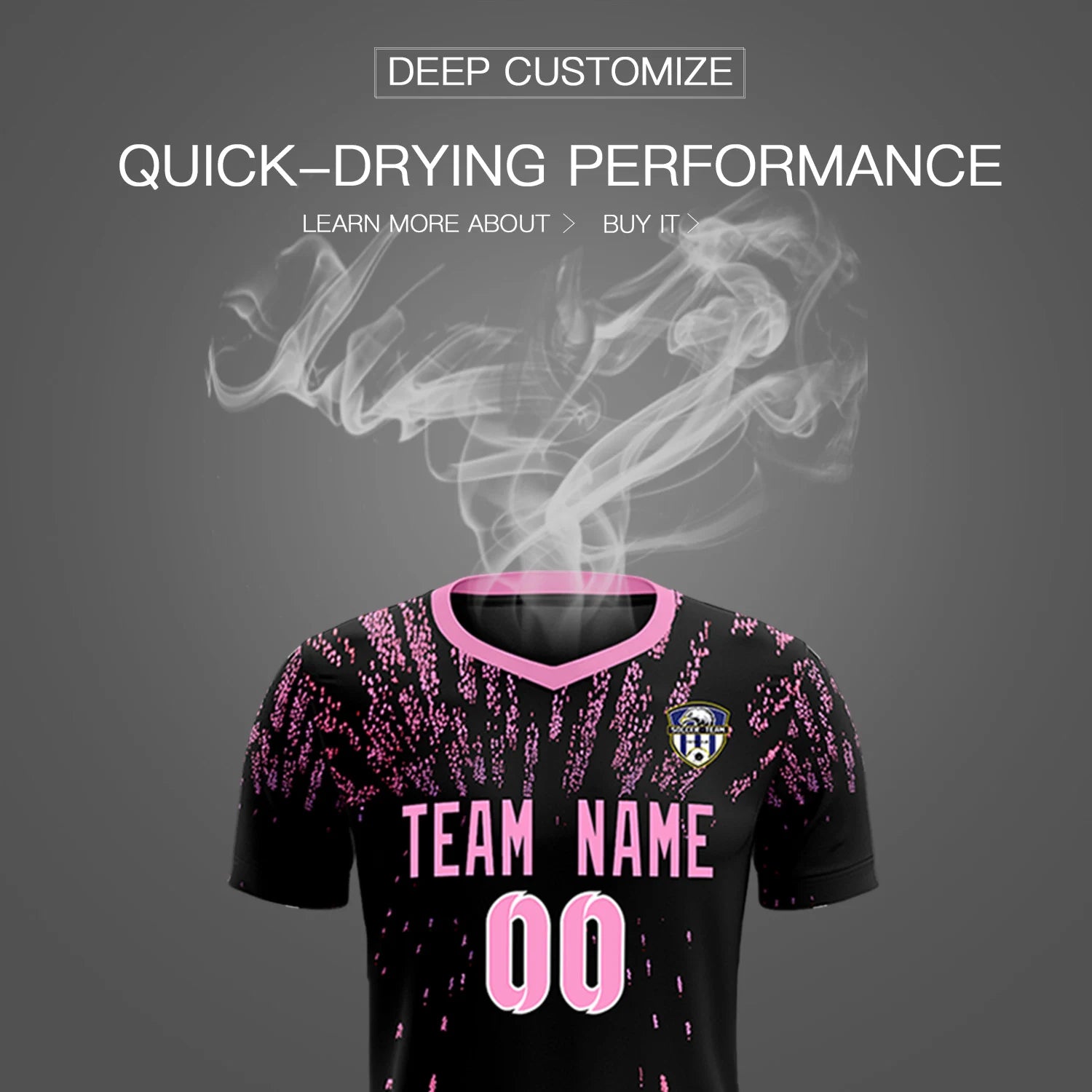 Custom Black Light Pink Fireworks gradient Sport Soccer Sets Jersey