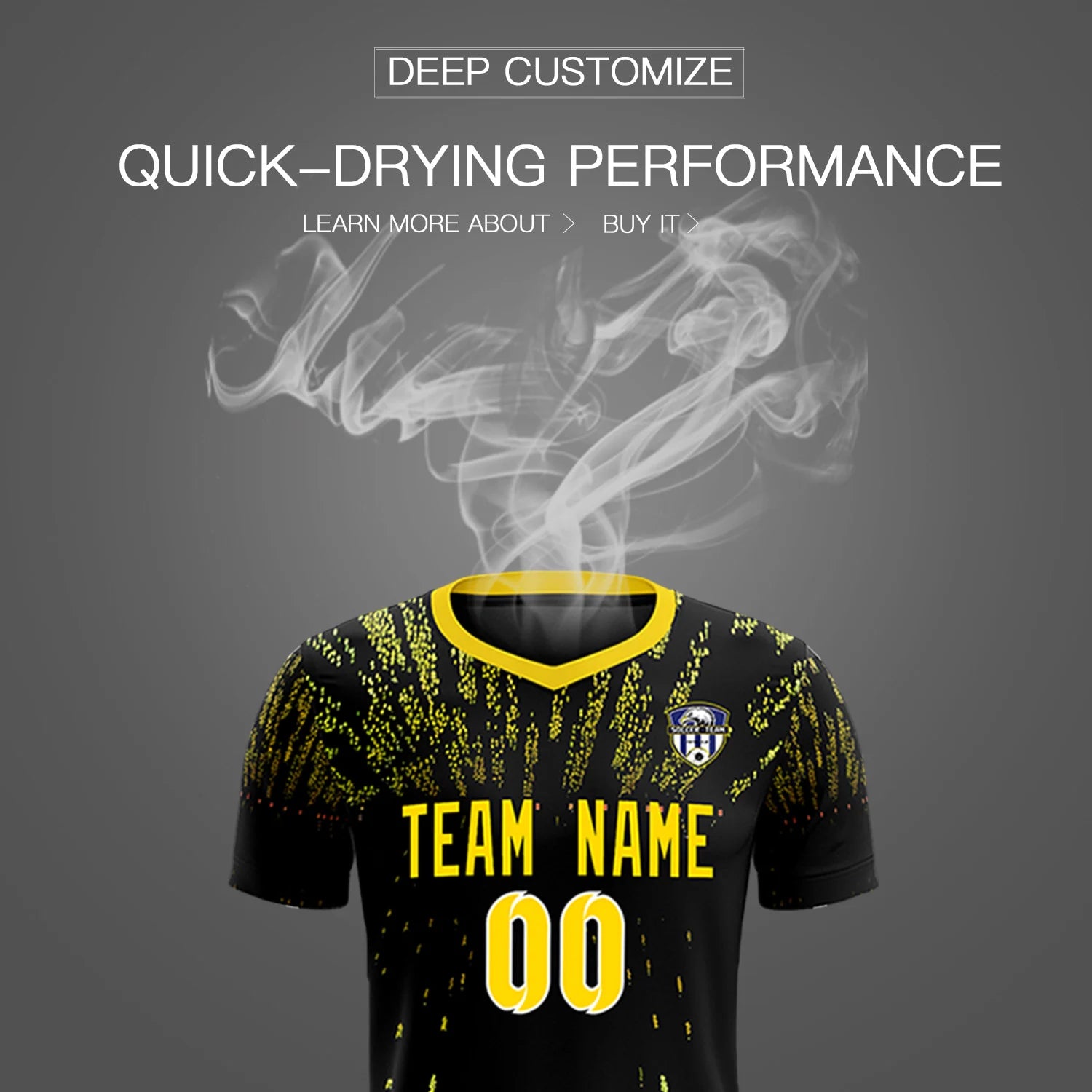 Custom Black Gold Fireworks gradient Sport Soccer Sets Jersey