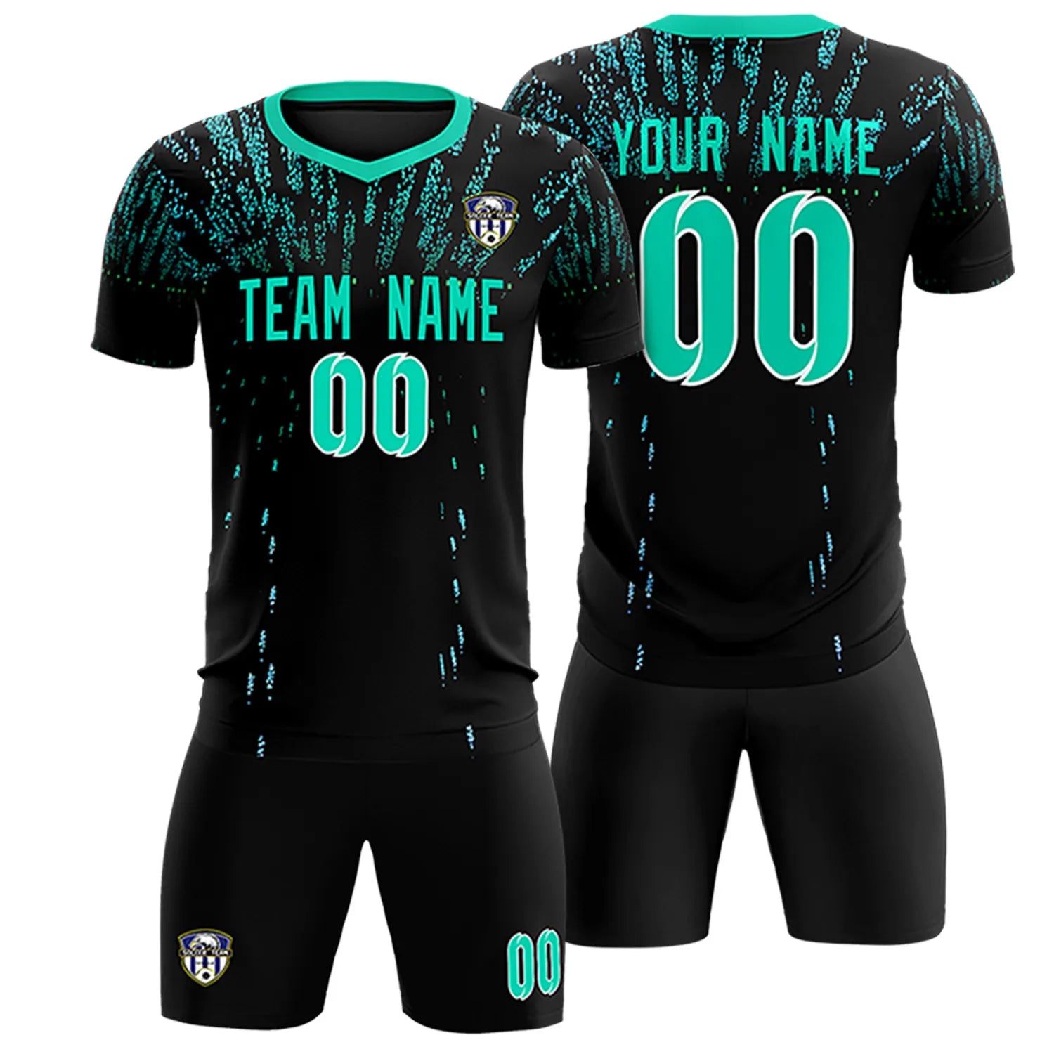 Custom Black Bright Green Fireworks gradient Sport Soccer Sets Jersey