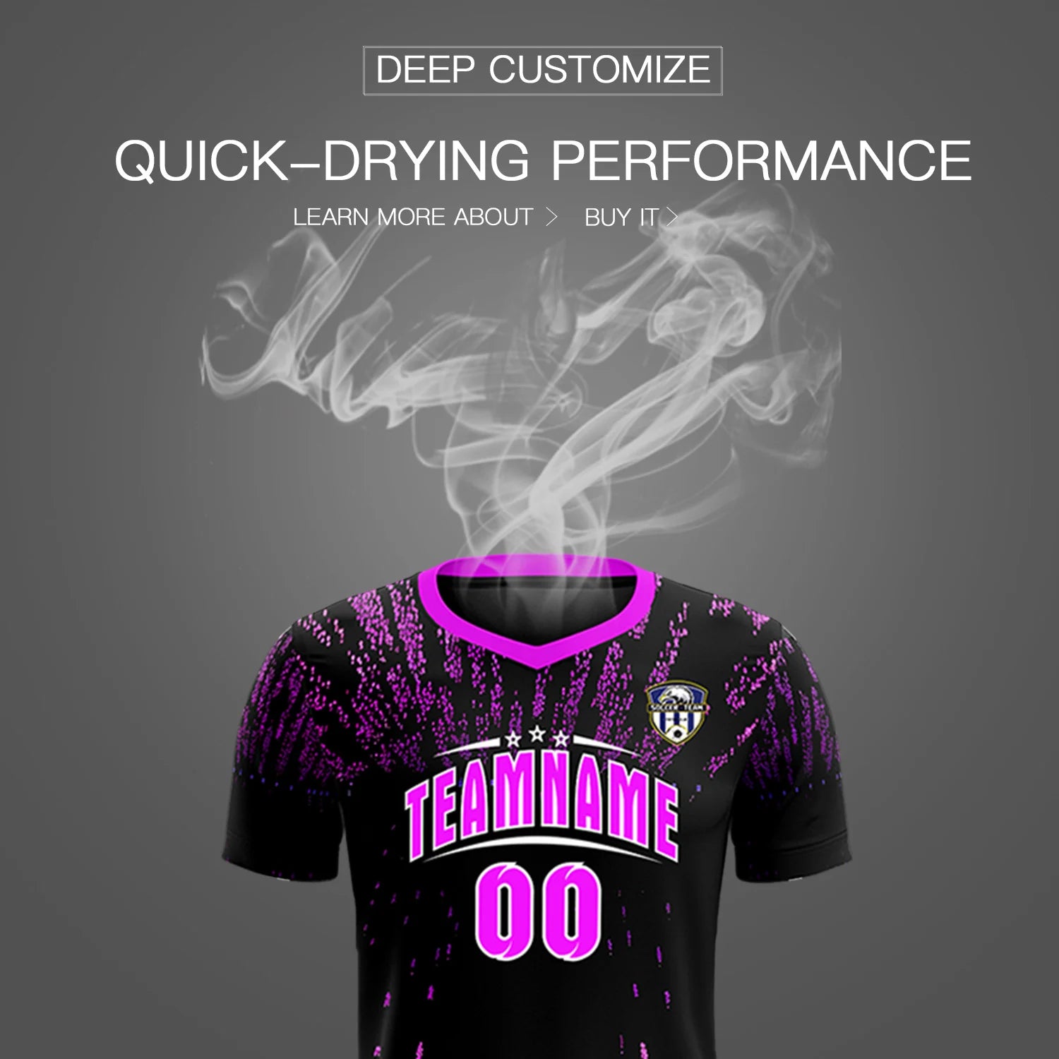 Custom Black Pink Fireworks gradient Sport Soccer Sets Jersey