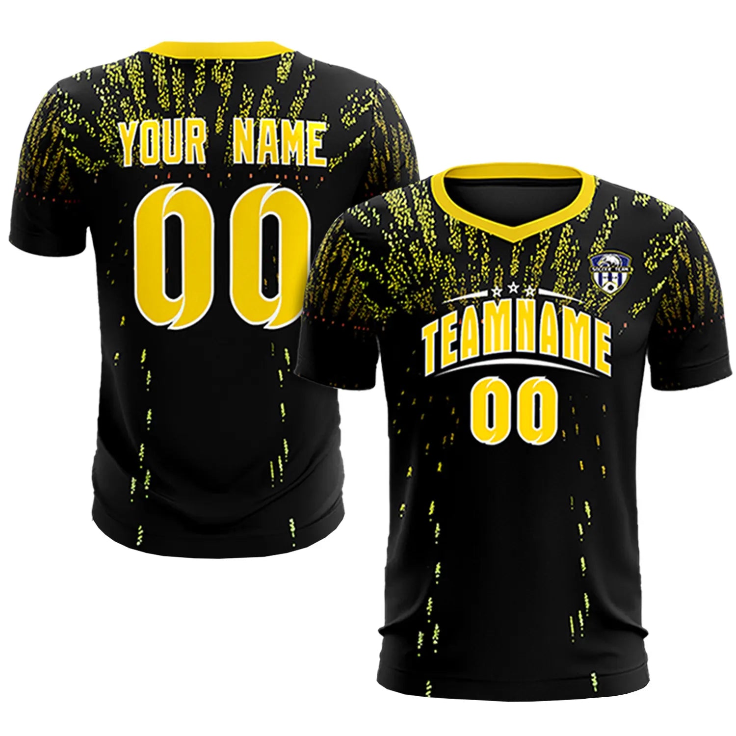 Custom Black Gold Fireworks gradient Sport Soccer Sets Jersey