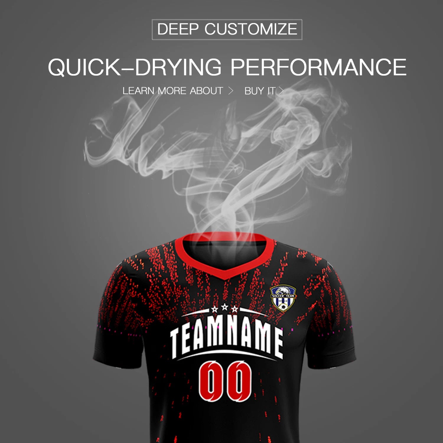 Custom Black Red Fireworks gradient Sport Soccer Sets Jersey