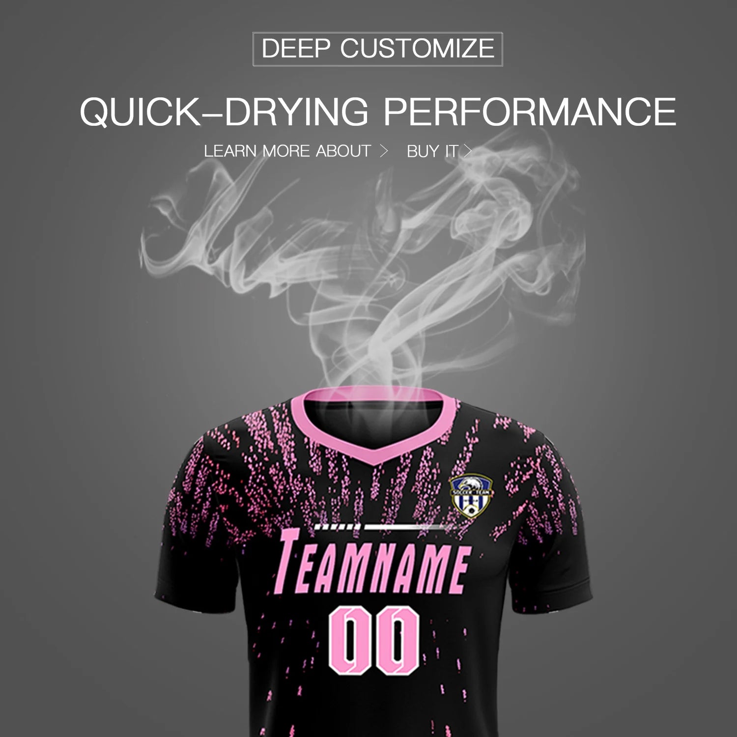 Custom Black Light Pink Fireworks gradient Sport Soccer Sets Jersey